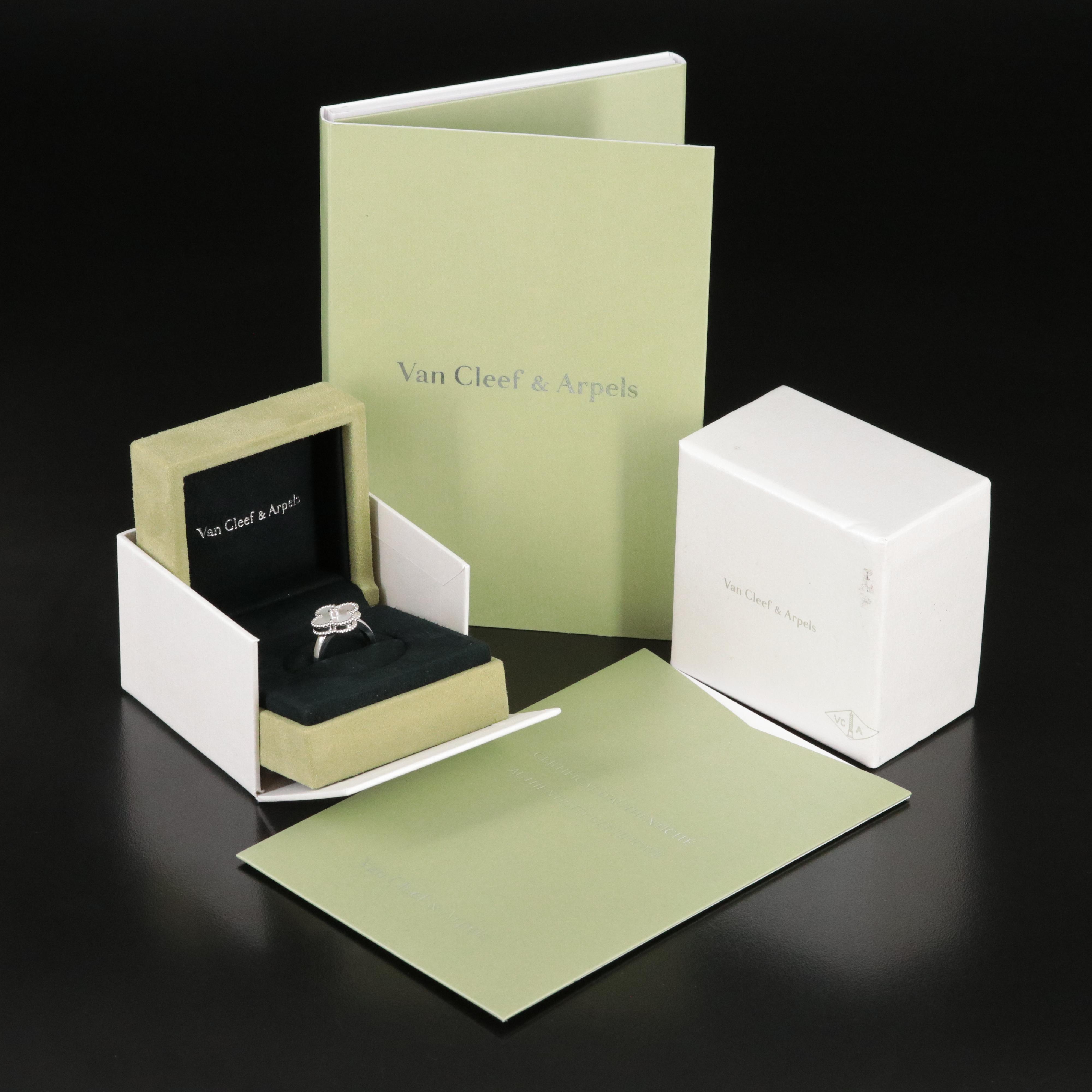 Van Cleef & Arpels Vintage Alhambra 18K Mother of Pearl and Diamond Ring