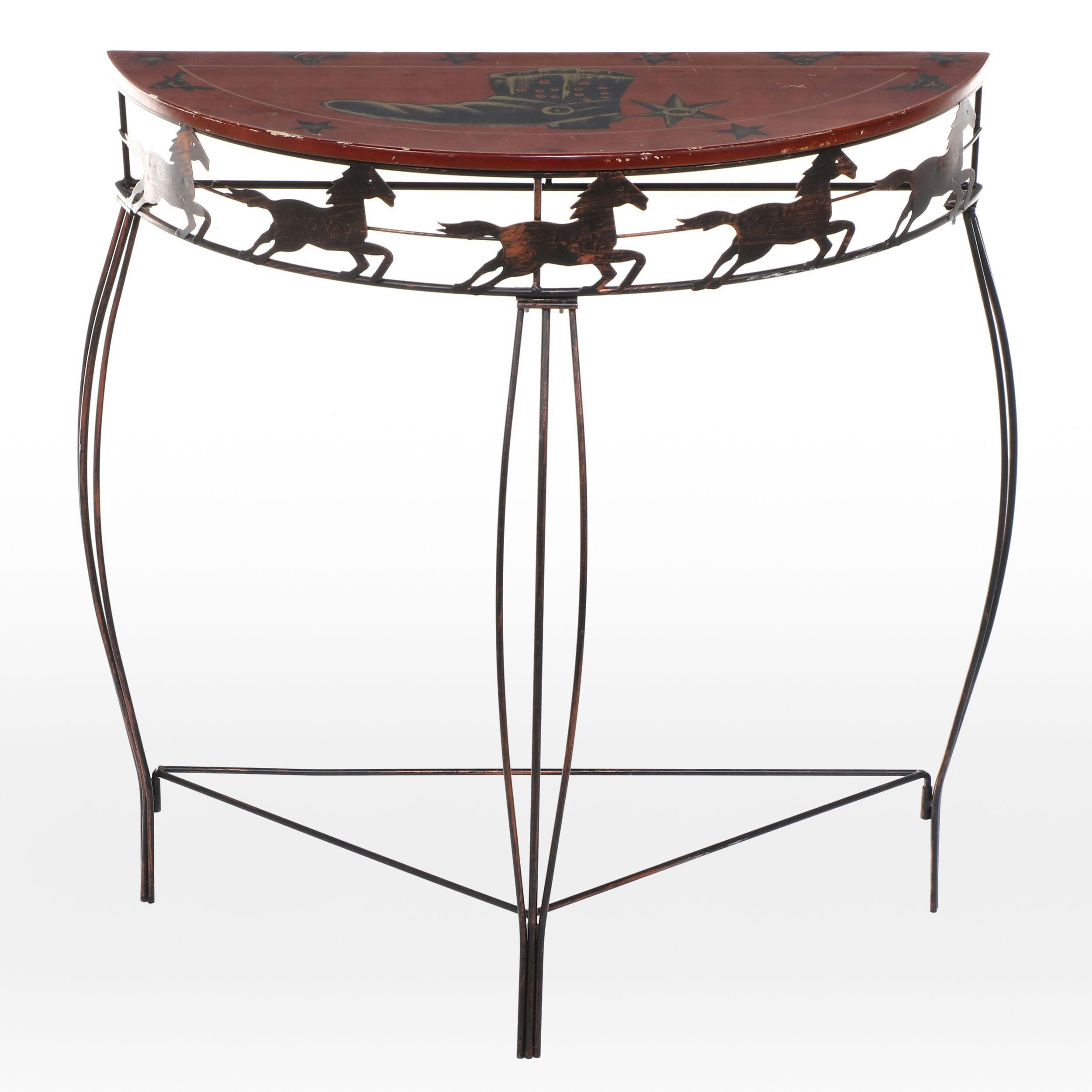 Western Style Horse and Cowboy Boot Console Table