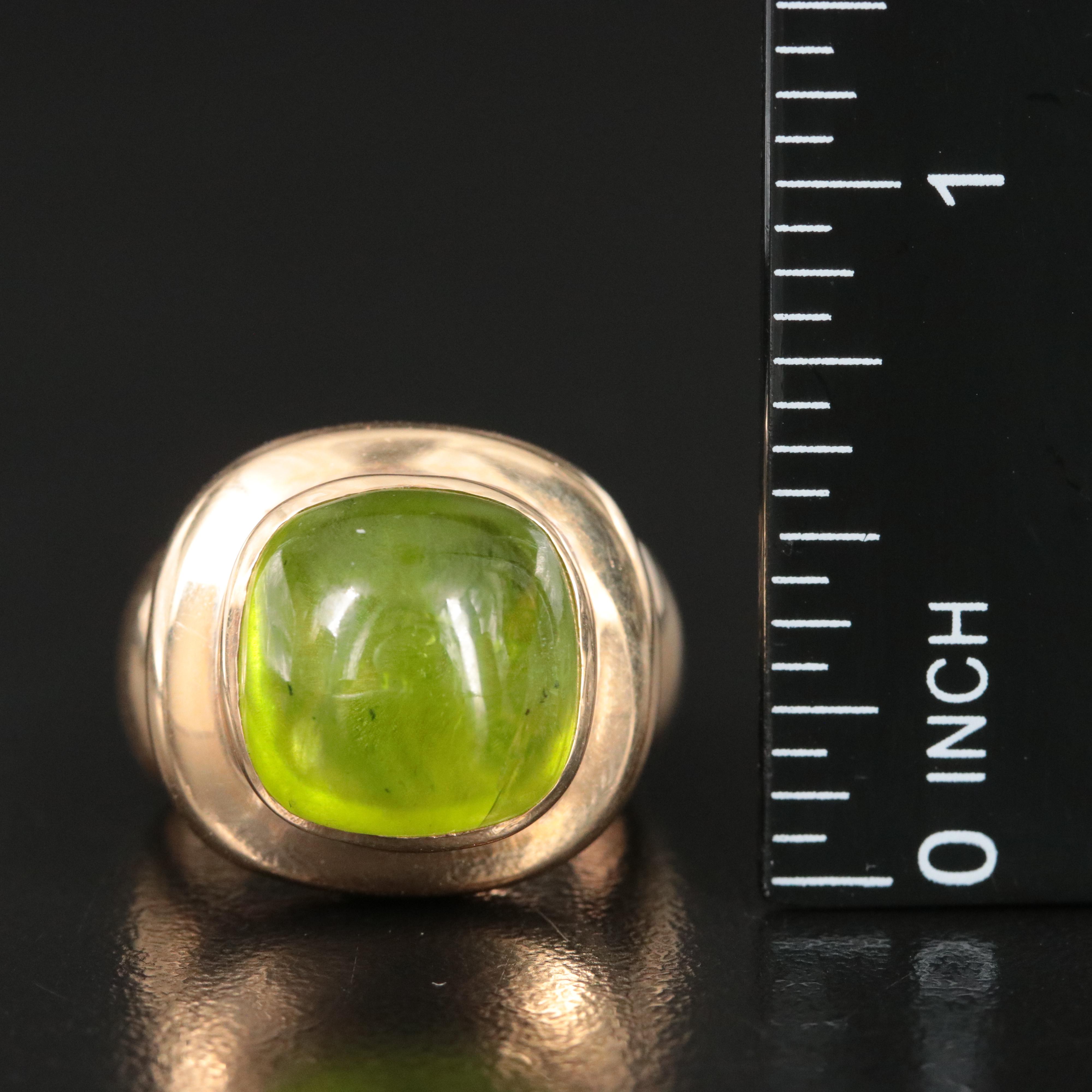 14K Peridot Cabochon Ring