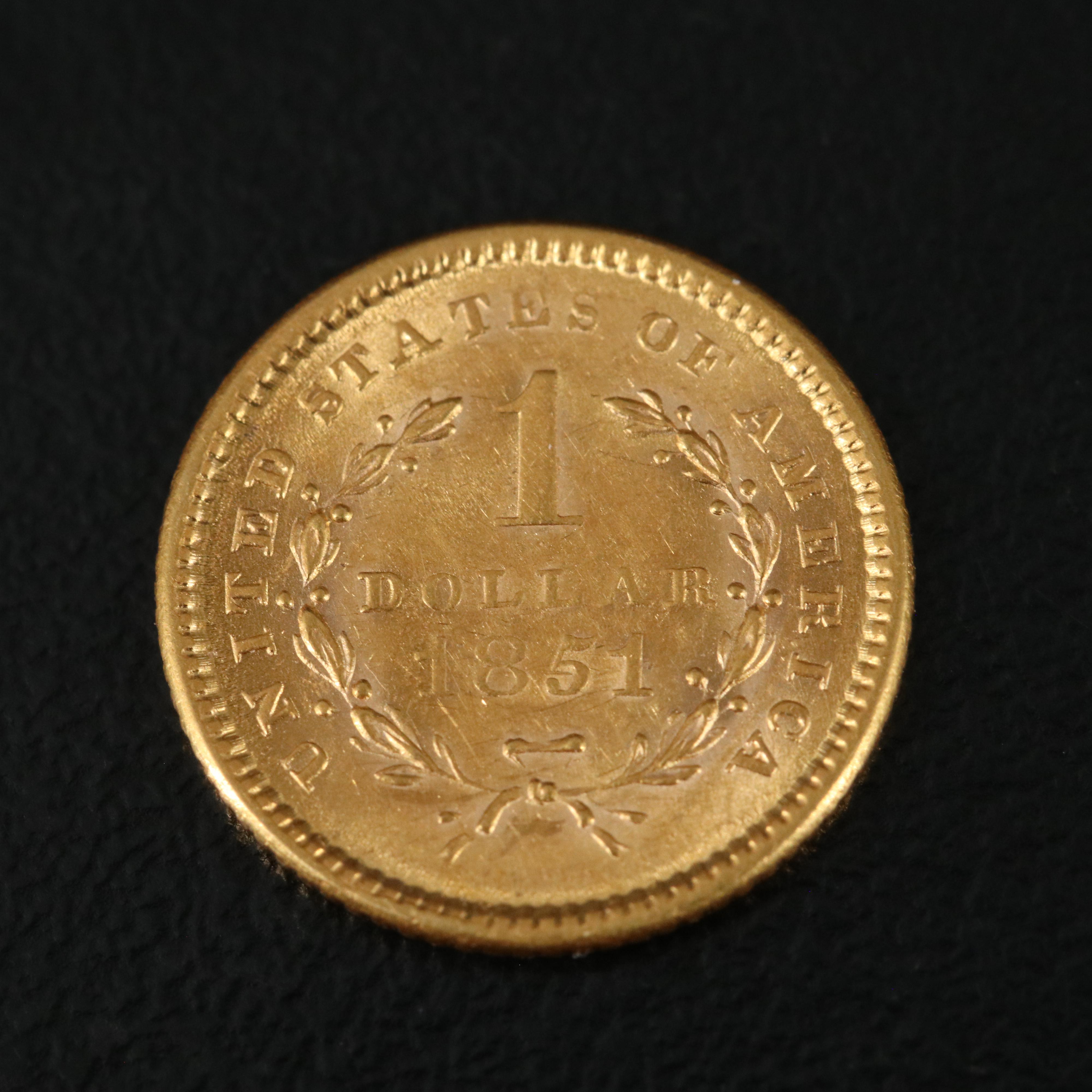 1851 Liberty Head $1 Gold Coin