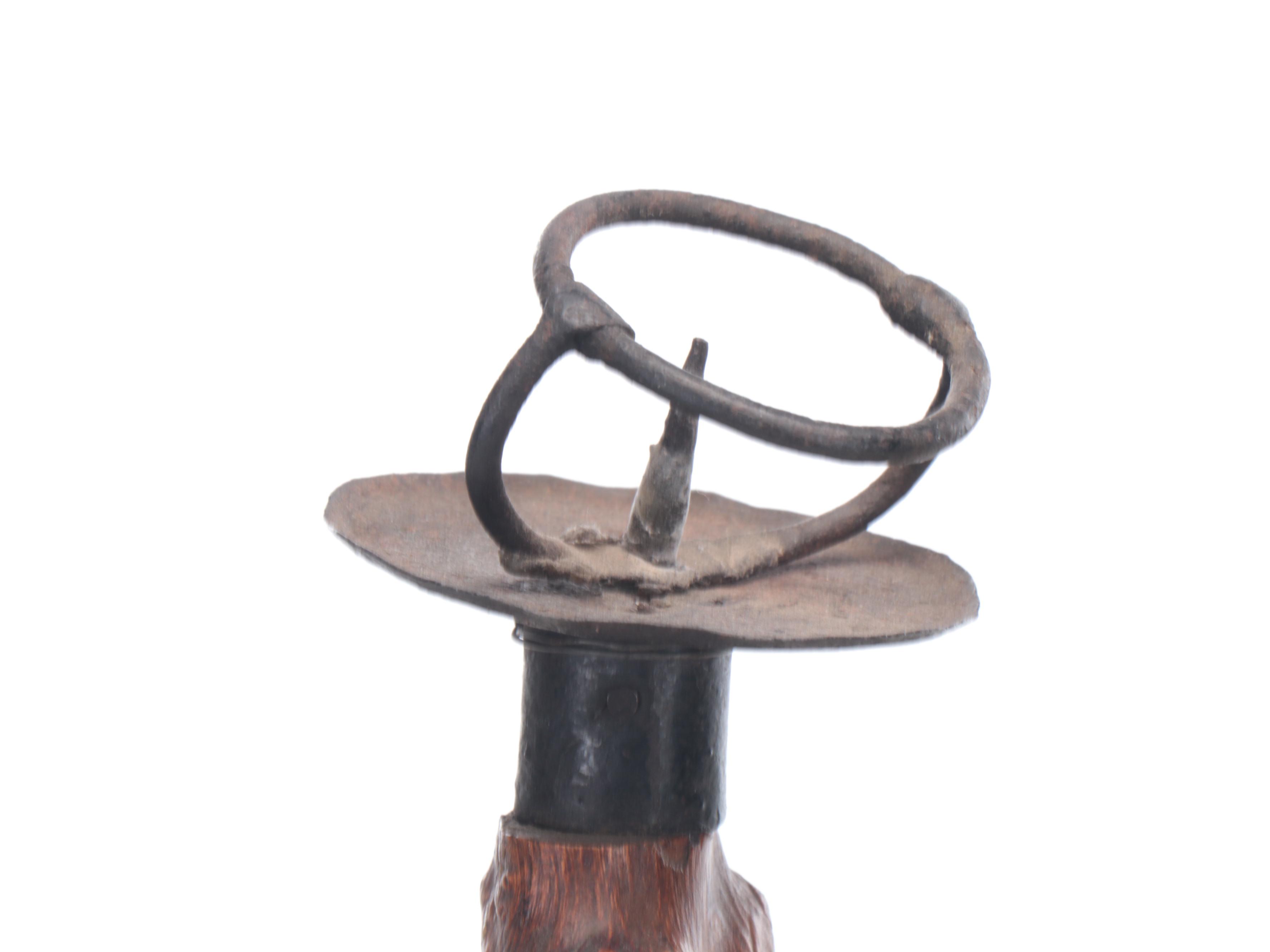 MCM Rattan and Bamboo Bentwood Magazine Holder with Japanese Keyaki Candlestick