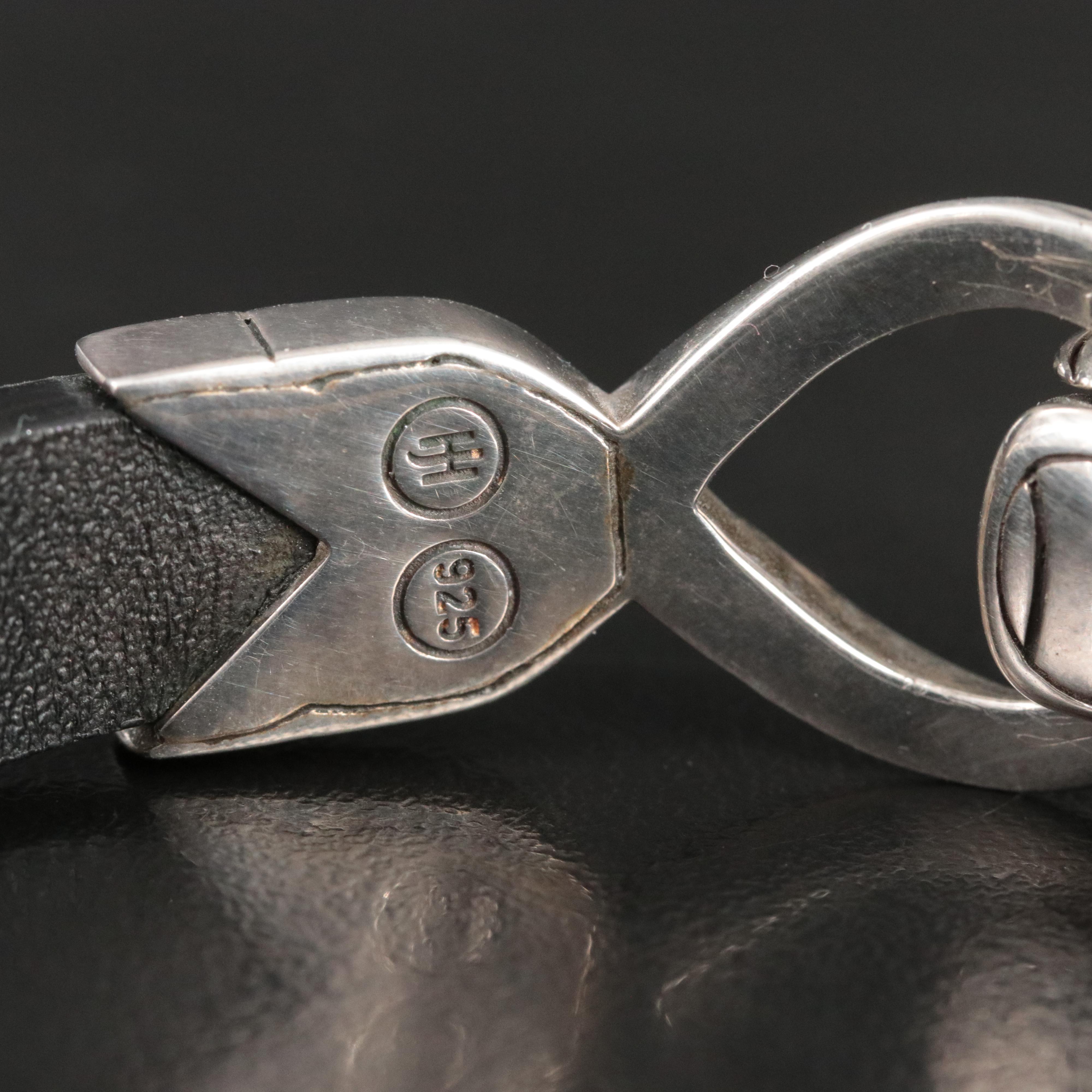 John Hardy Legends Naga Sterling and Black Spinel Leather Bracelet