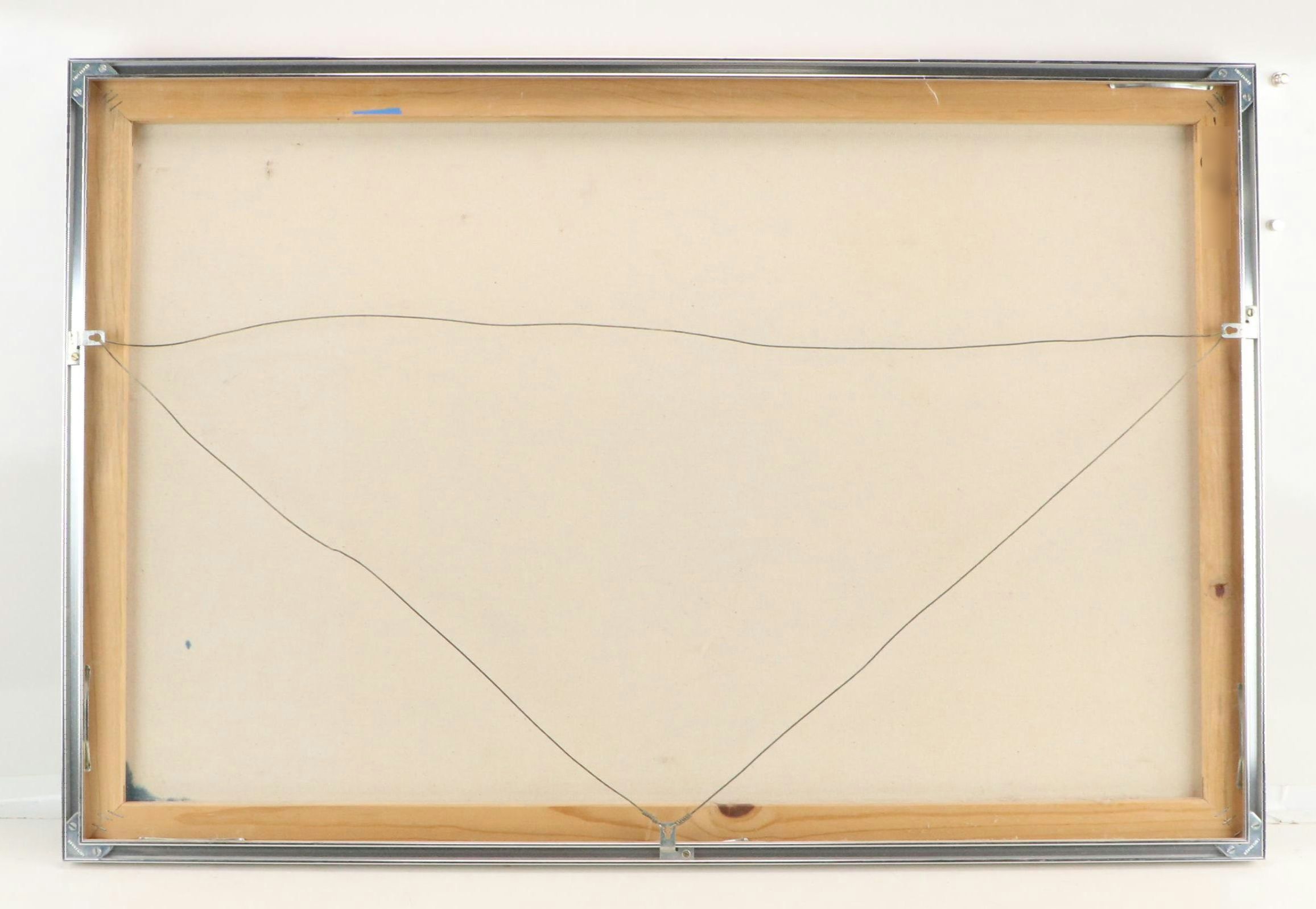 Art Deco Inspired Mixed Media Landscape Painting, 20th Century