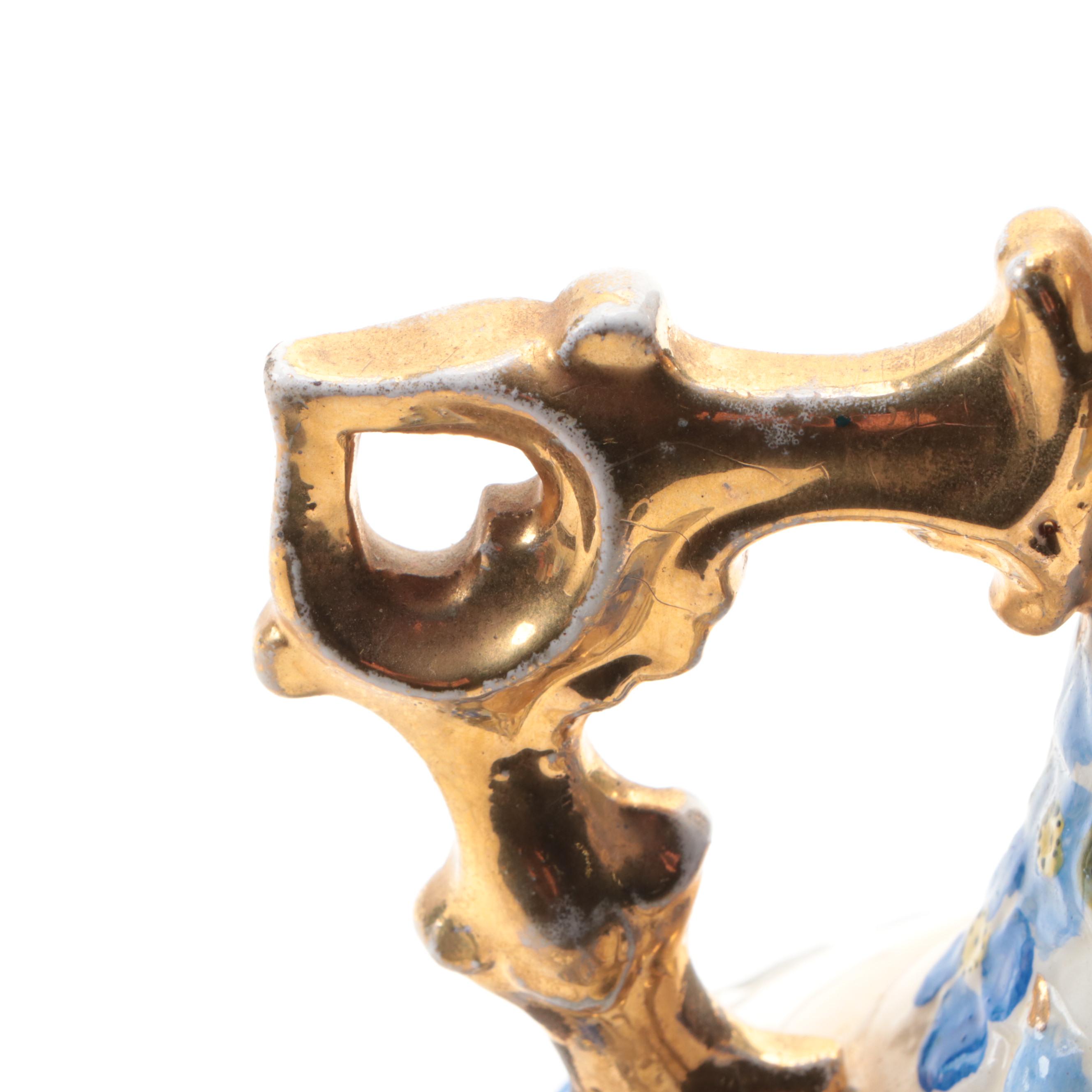 Hungarian Style Hand-Painted Pierced Ceramic Table Lamp, Mid/Late 20th C