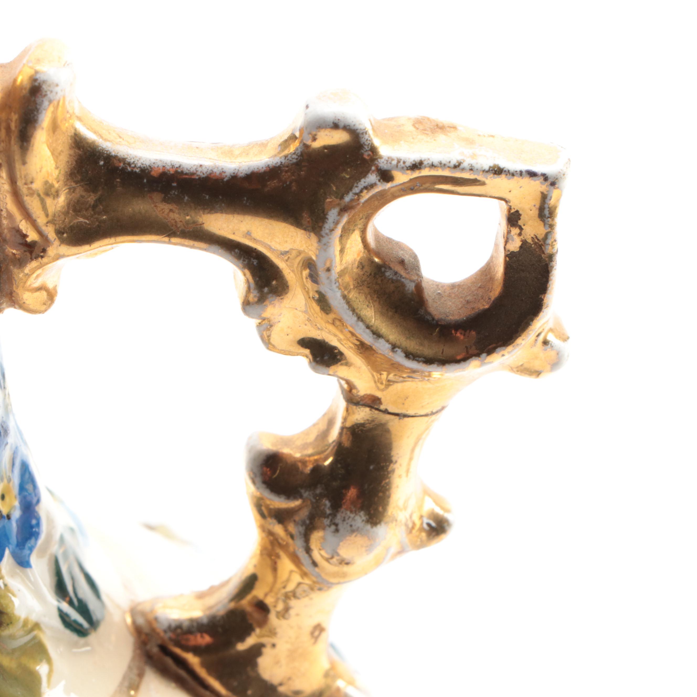 Hungarian Style Hand-Painted Pierced Ceramic Table Lamp, Mid/Late 20th C