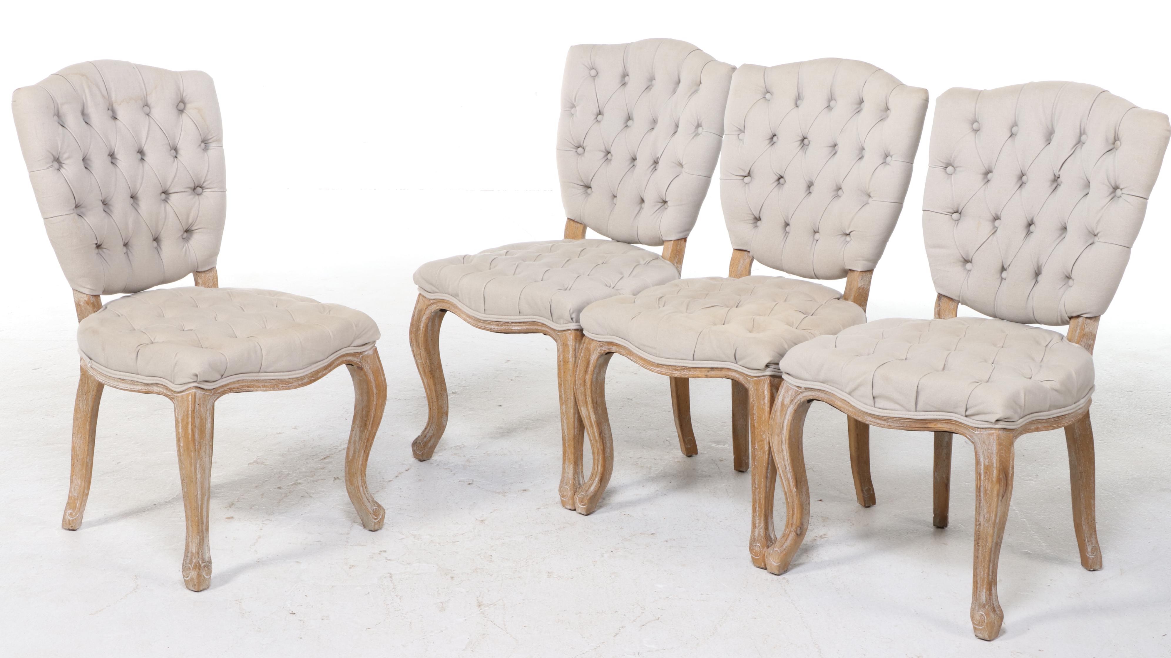 Arhaus French Provincial Style Composite Stone Top Dining Table and Four Chairs