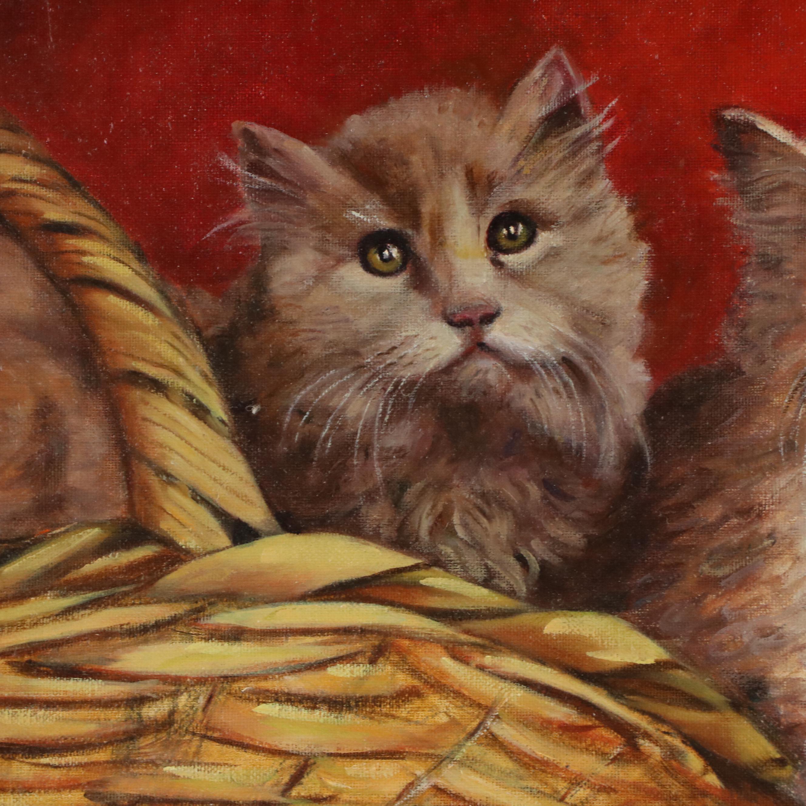 Portrait Acrylic Painting of Two Cats