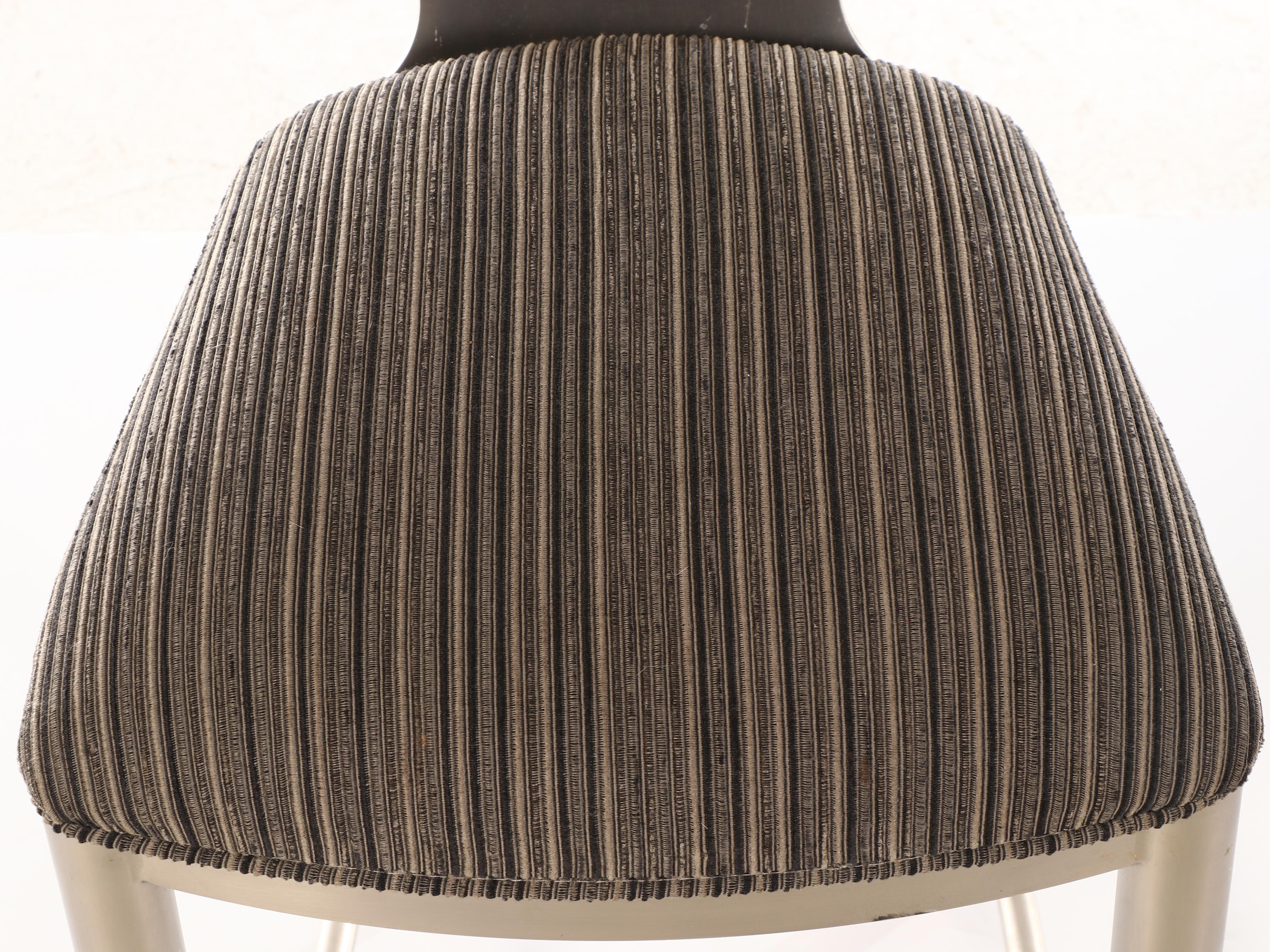 Pair of Ethan Allen "Radius Collection" Counter Stools in Brushed Nickel Finish