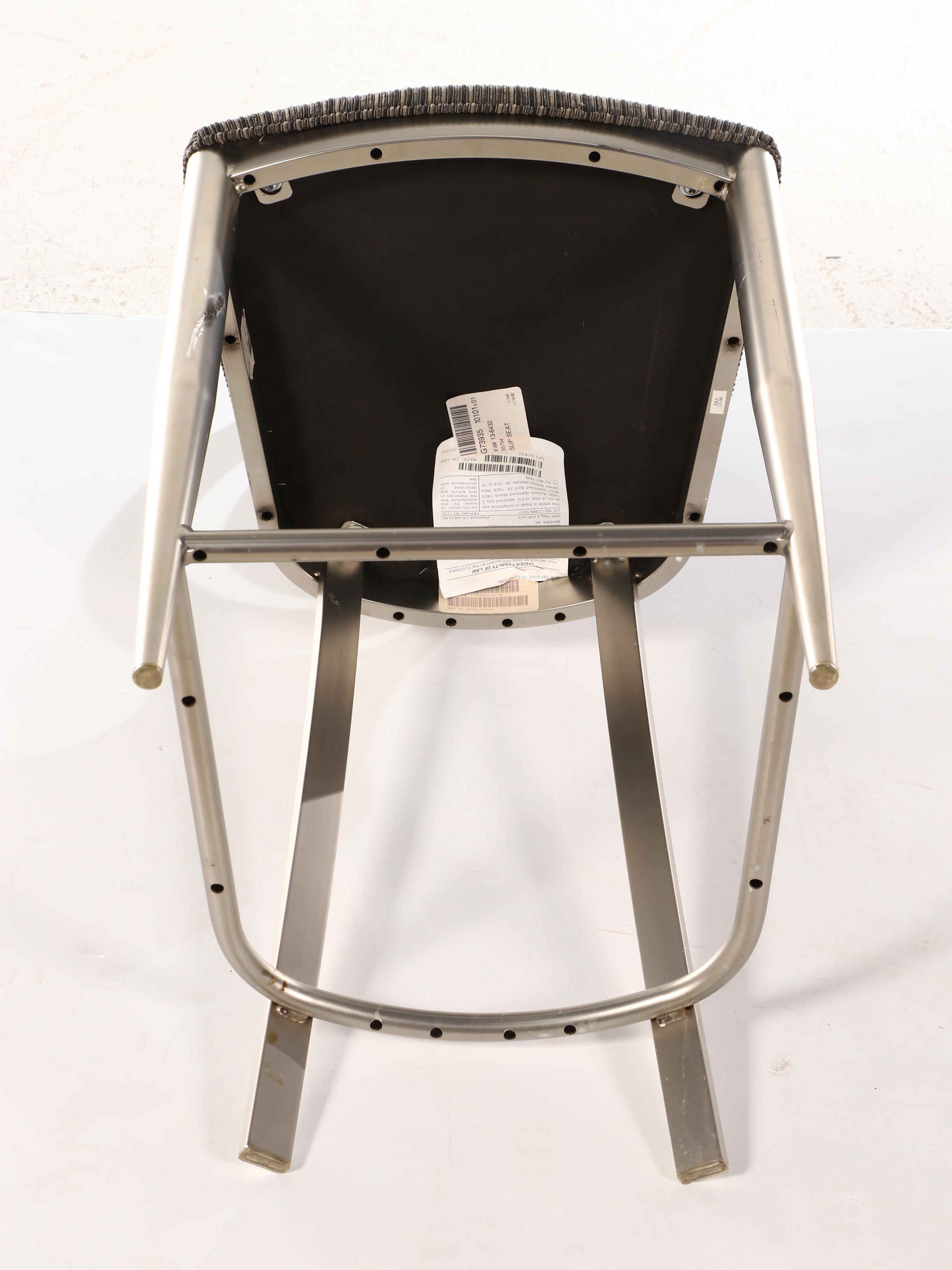 Pair of Ethan Allen "Radius Collection" Counter Stools in Brushed Nickel Finish