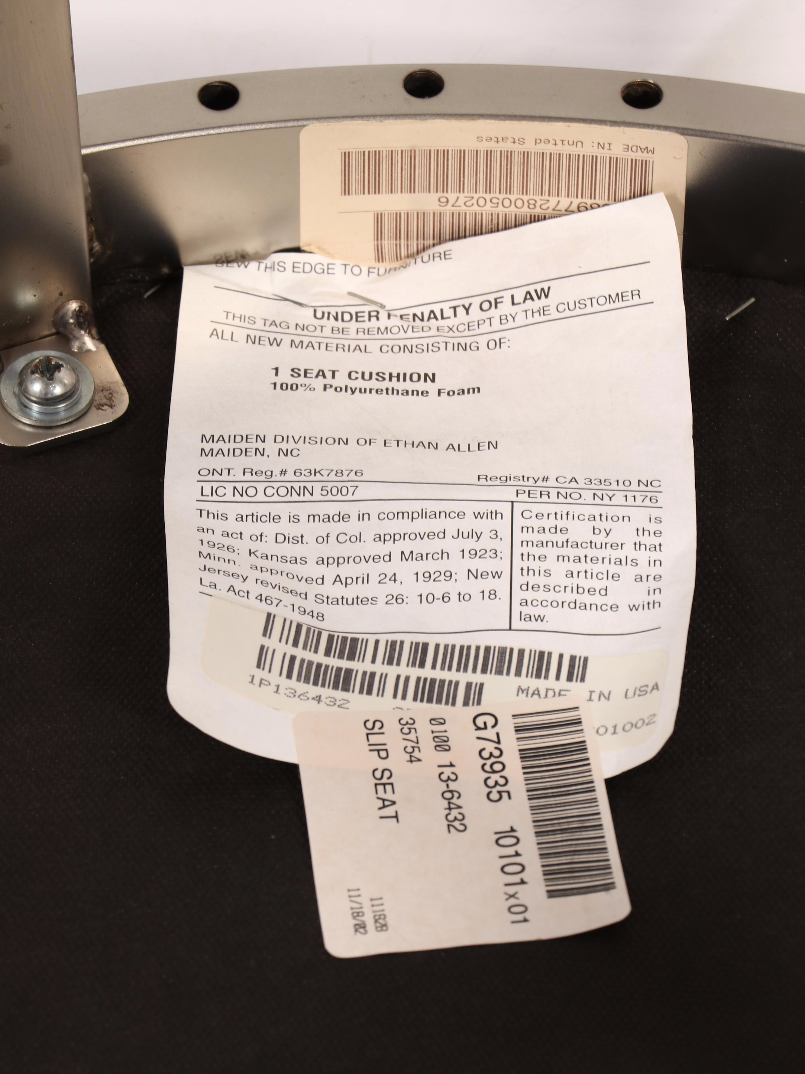 Pair of Ethan Allen "Radius Collection" Counter Stools in Brushed Nickel Finish