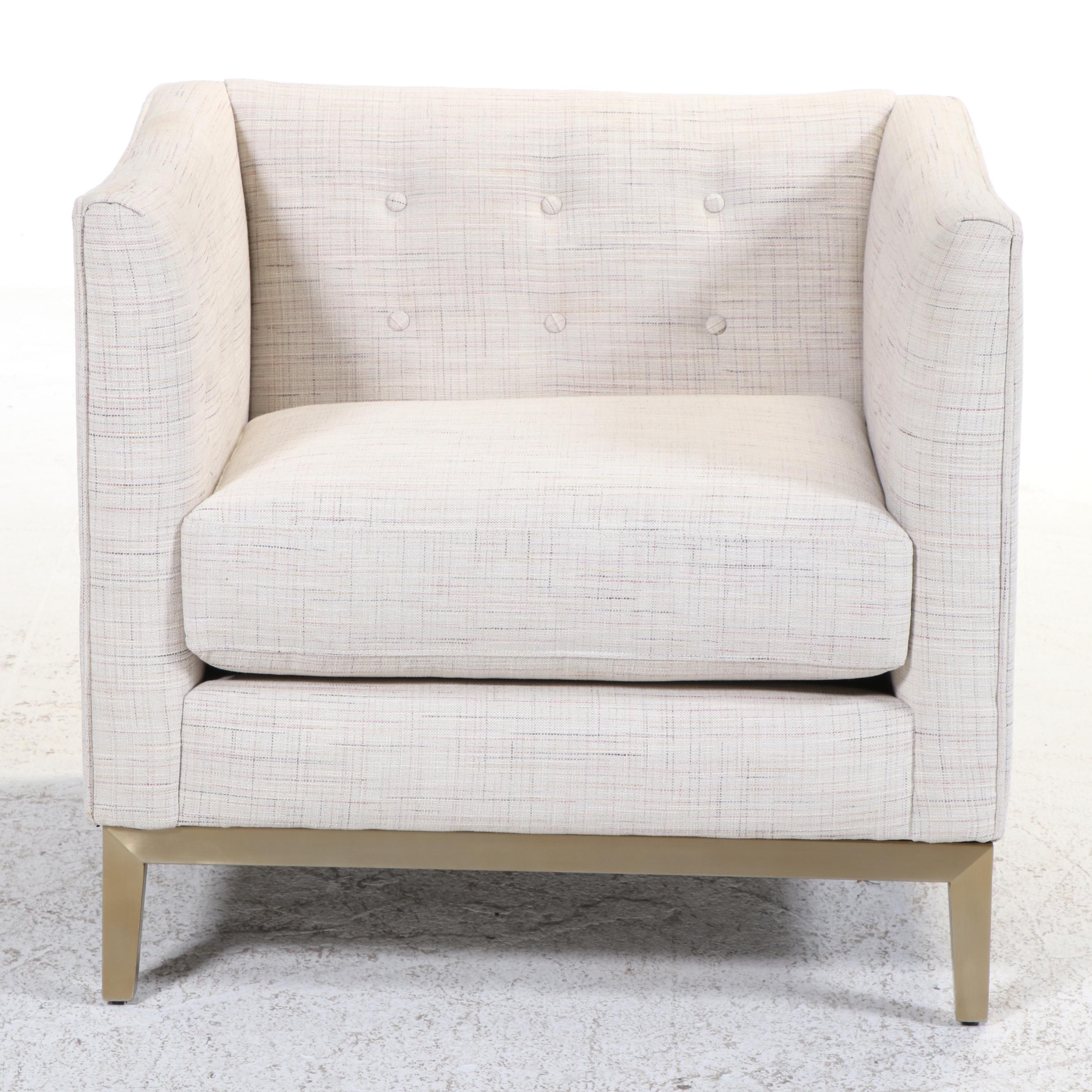 Contemporary Style Upholstered Barrel-Back Chair