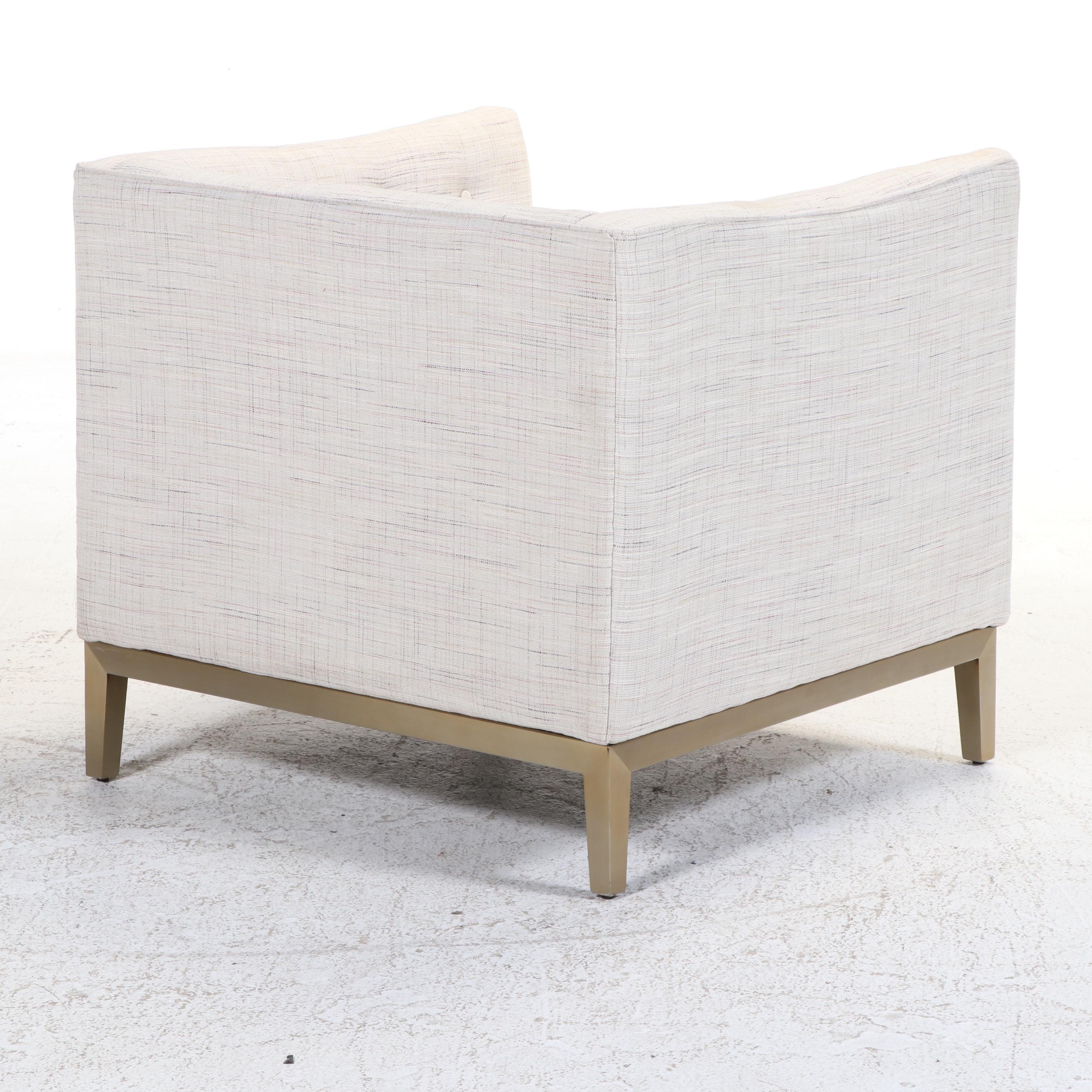 Contemporary Style Upholstered Barrel-Back Chair