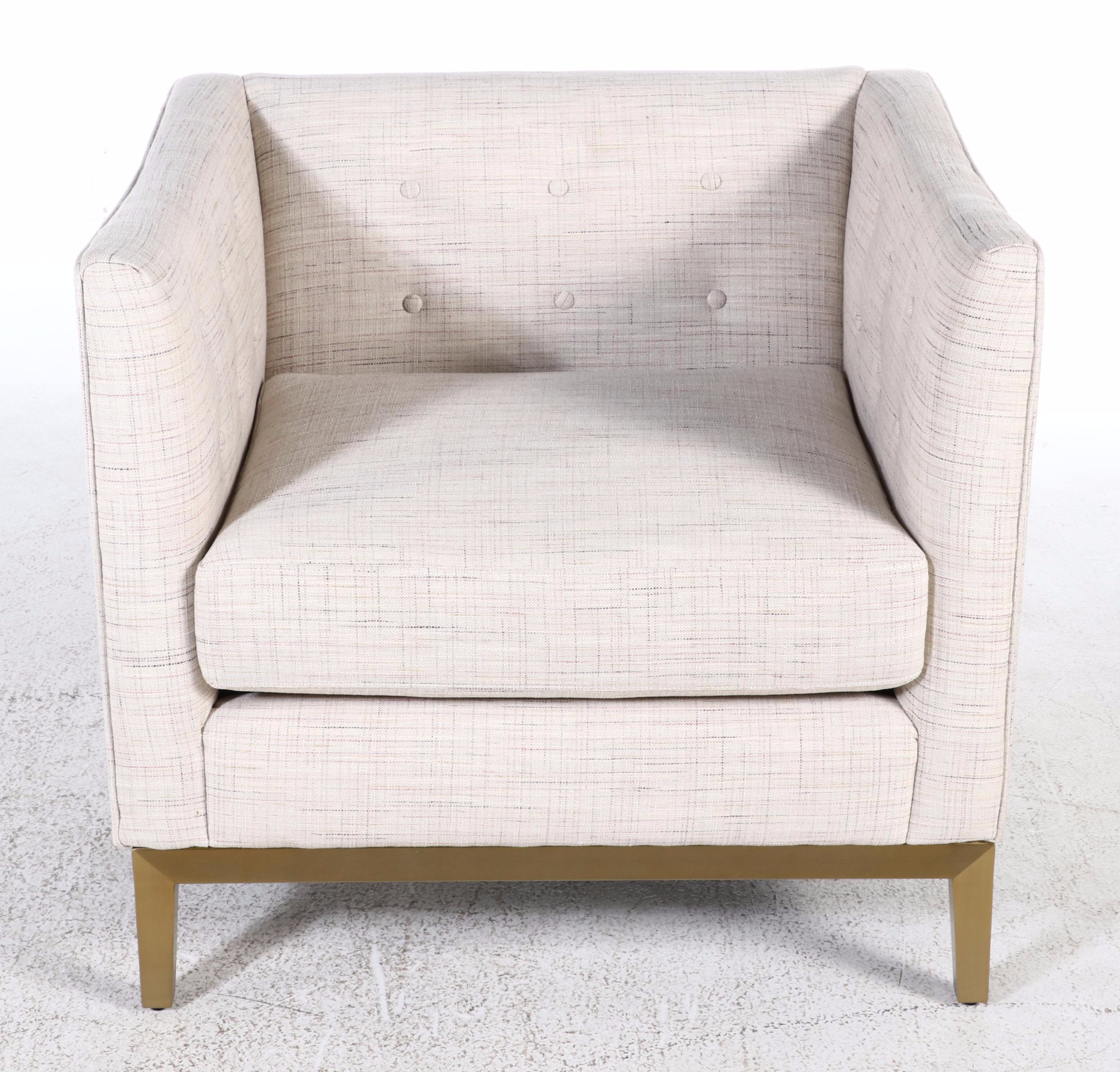 Pair of Contemporary Style Upholstered Barrel-Back Chair