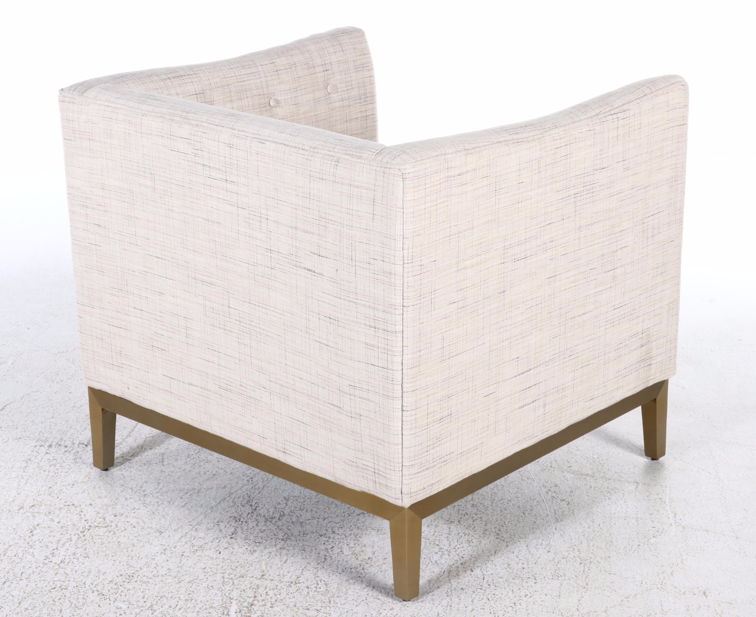 Pair of Contemporary Style Upholstered Barrel-Back Chair
