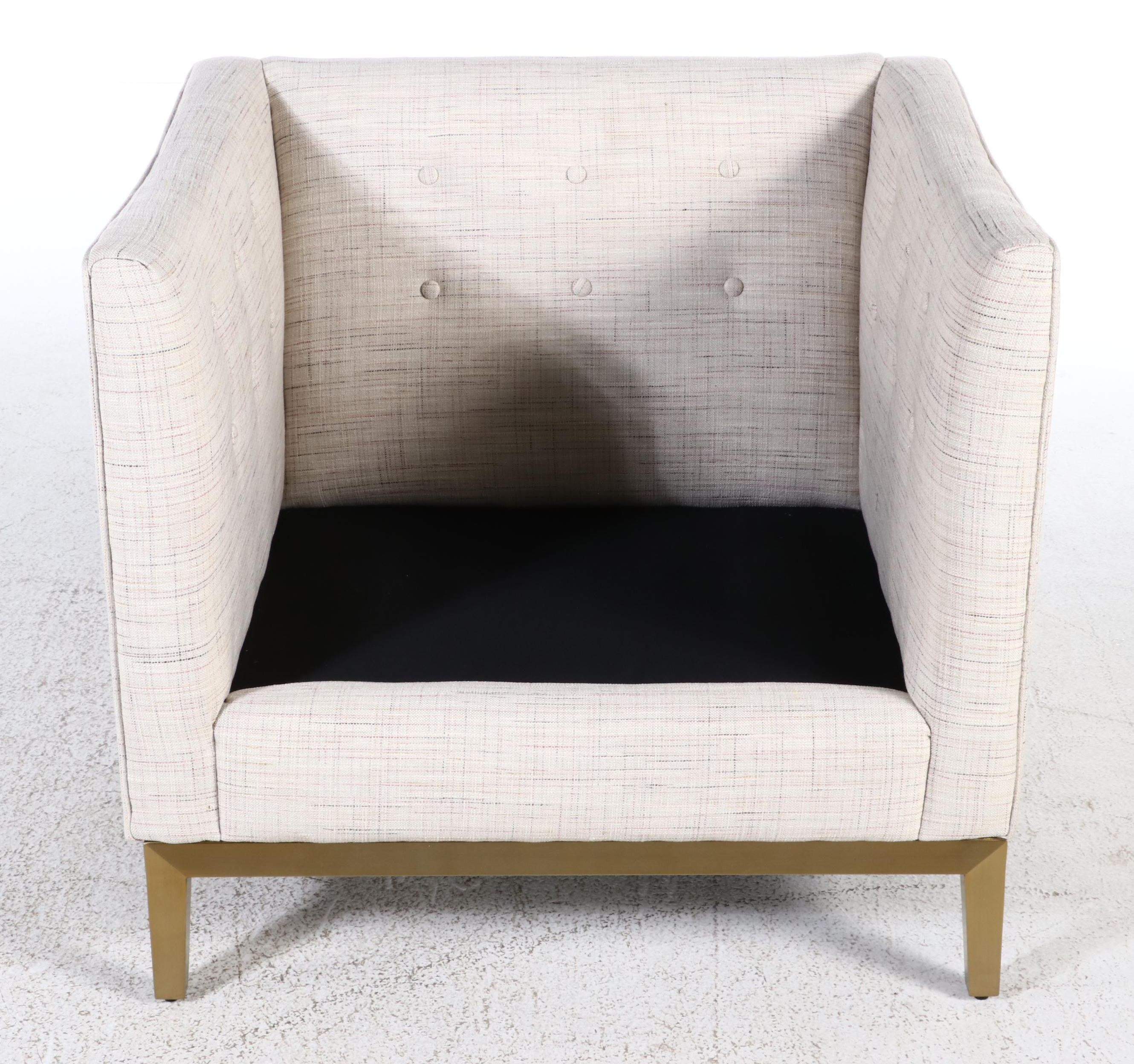 Pair of Contemporary Style Upholstered Barrel-Back Chair