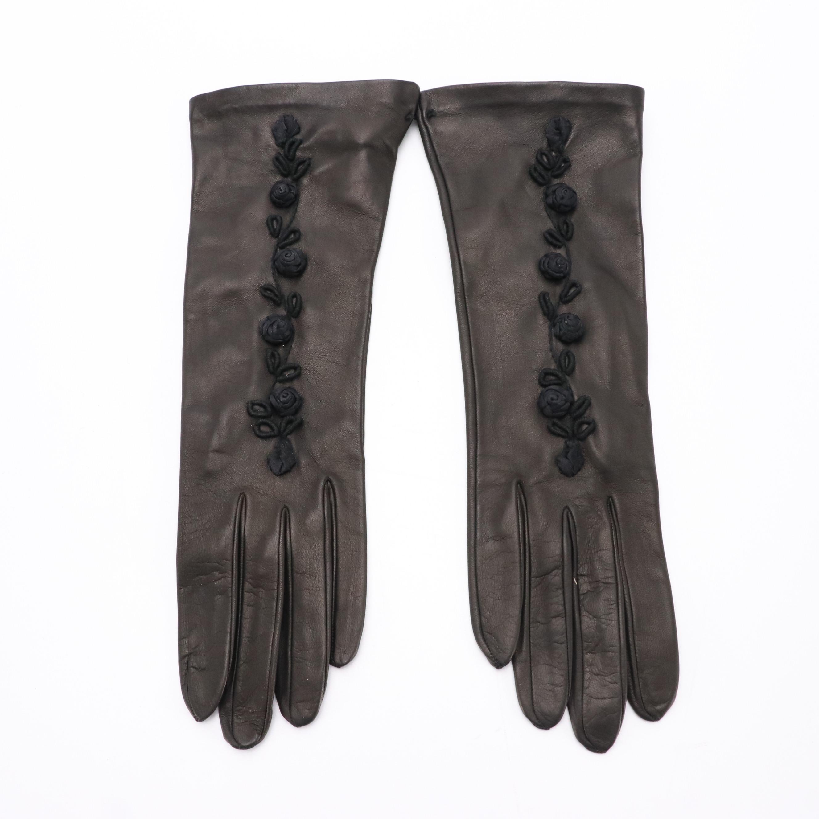 Chanel, Prada, and Bottega Veneta Kidskin Leather/Suede Fashion Gloves