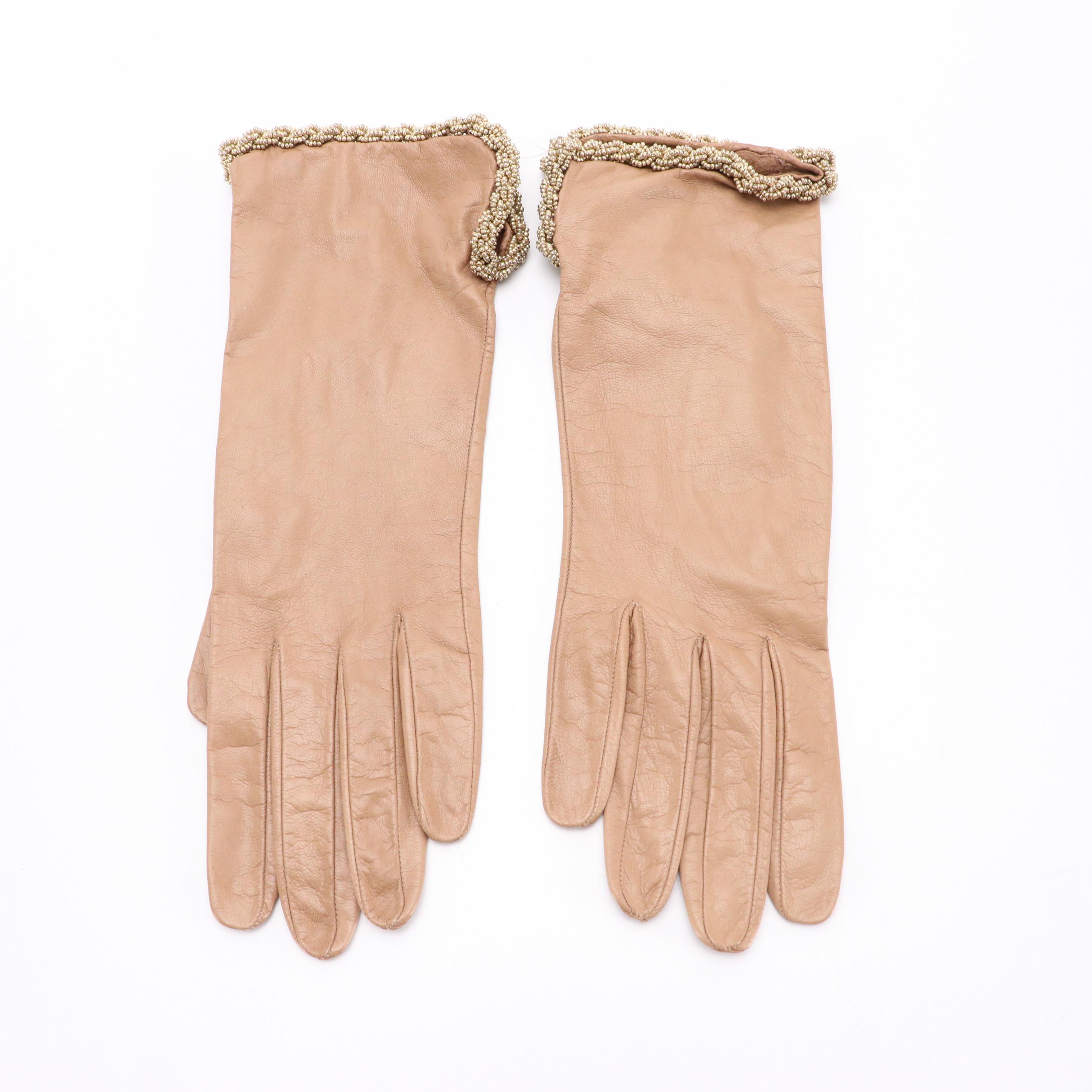 Chanel, Prada, and Bottega Veneta Kidskin Leather/Suede Fashion Gloves