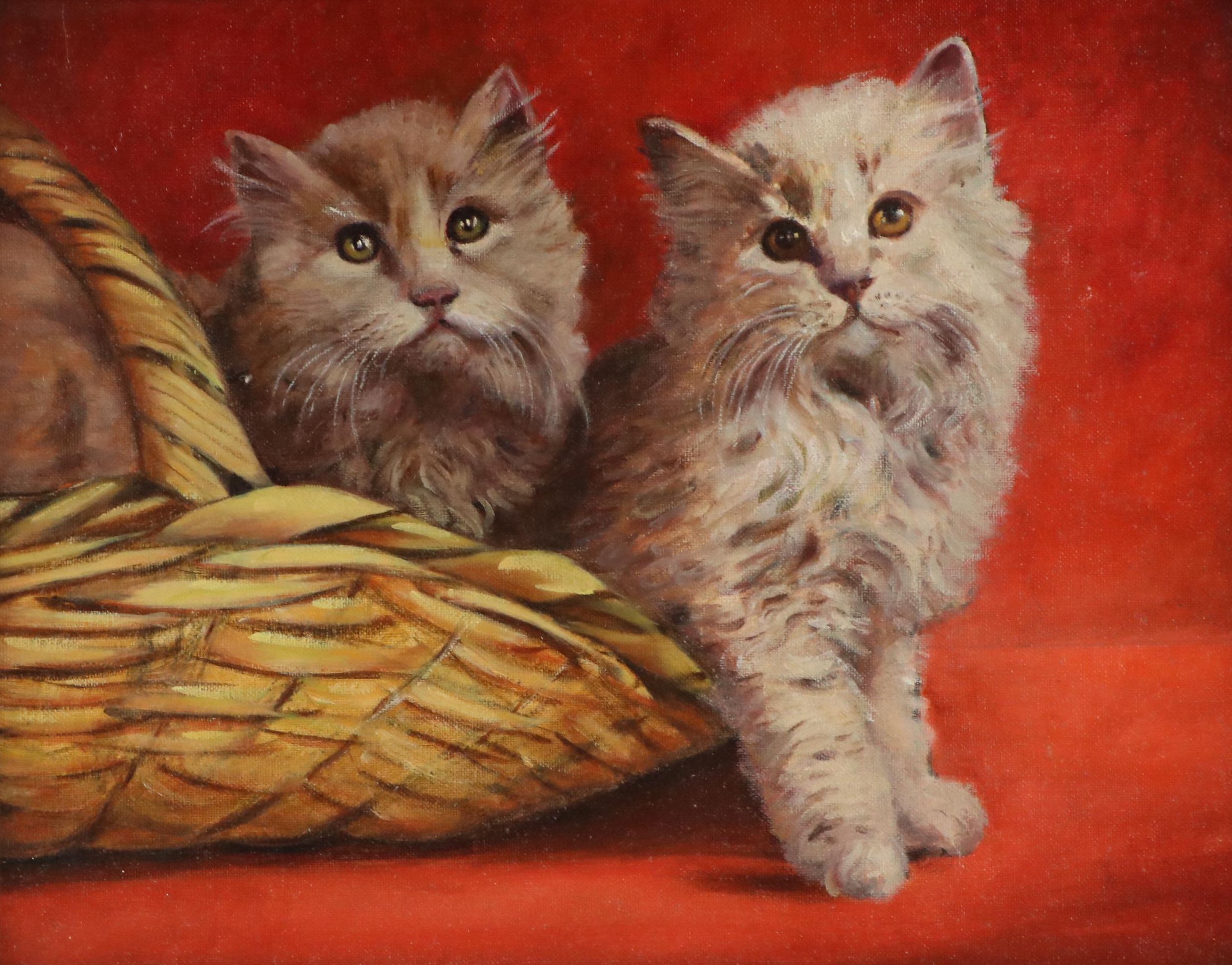 Portrait Acrylic Painting of Two Cats