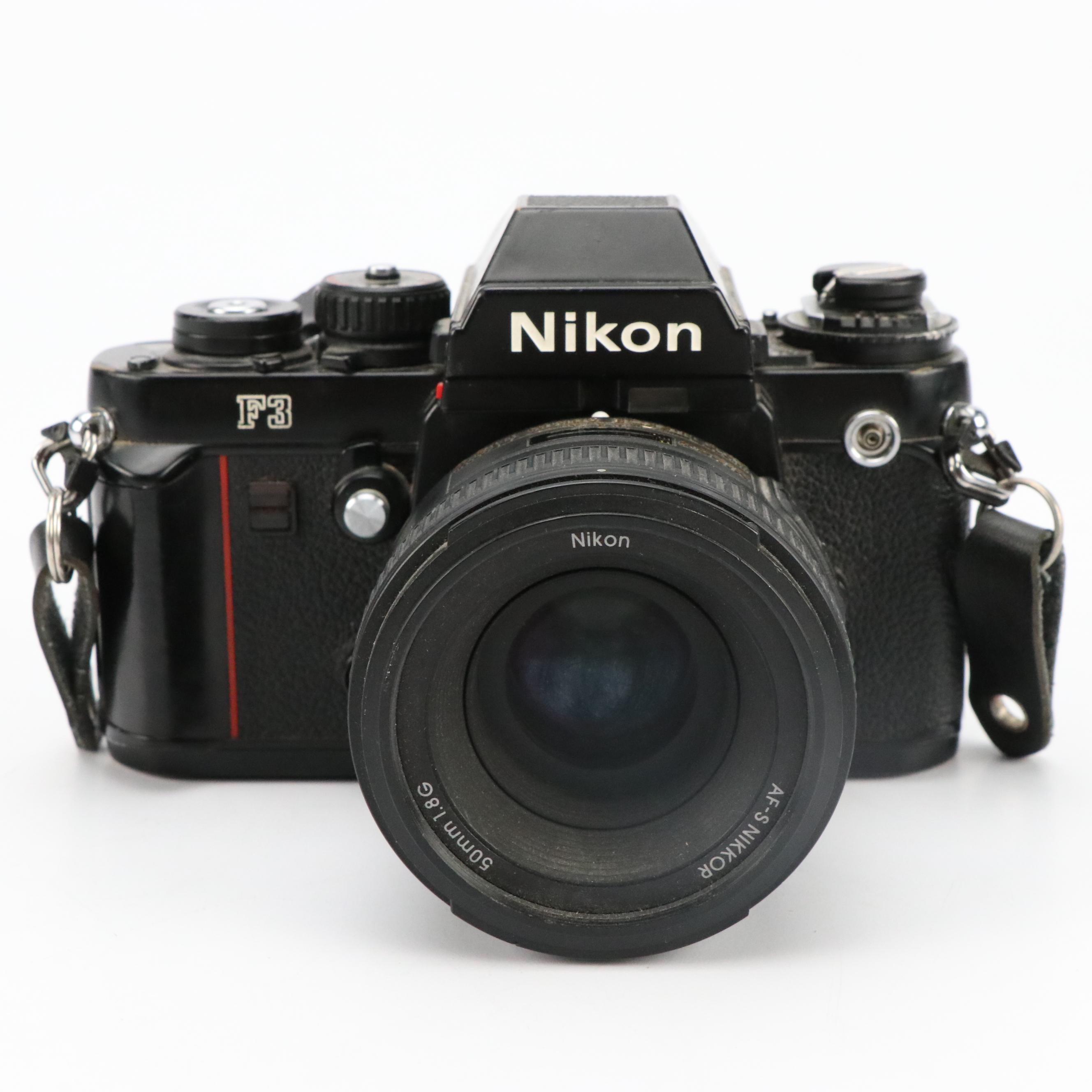 Pair of Nikon F3 with Rolleiflex SL35M 35mm Still Cameras and Nikon Speedlight