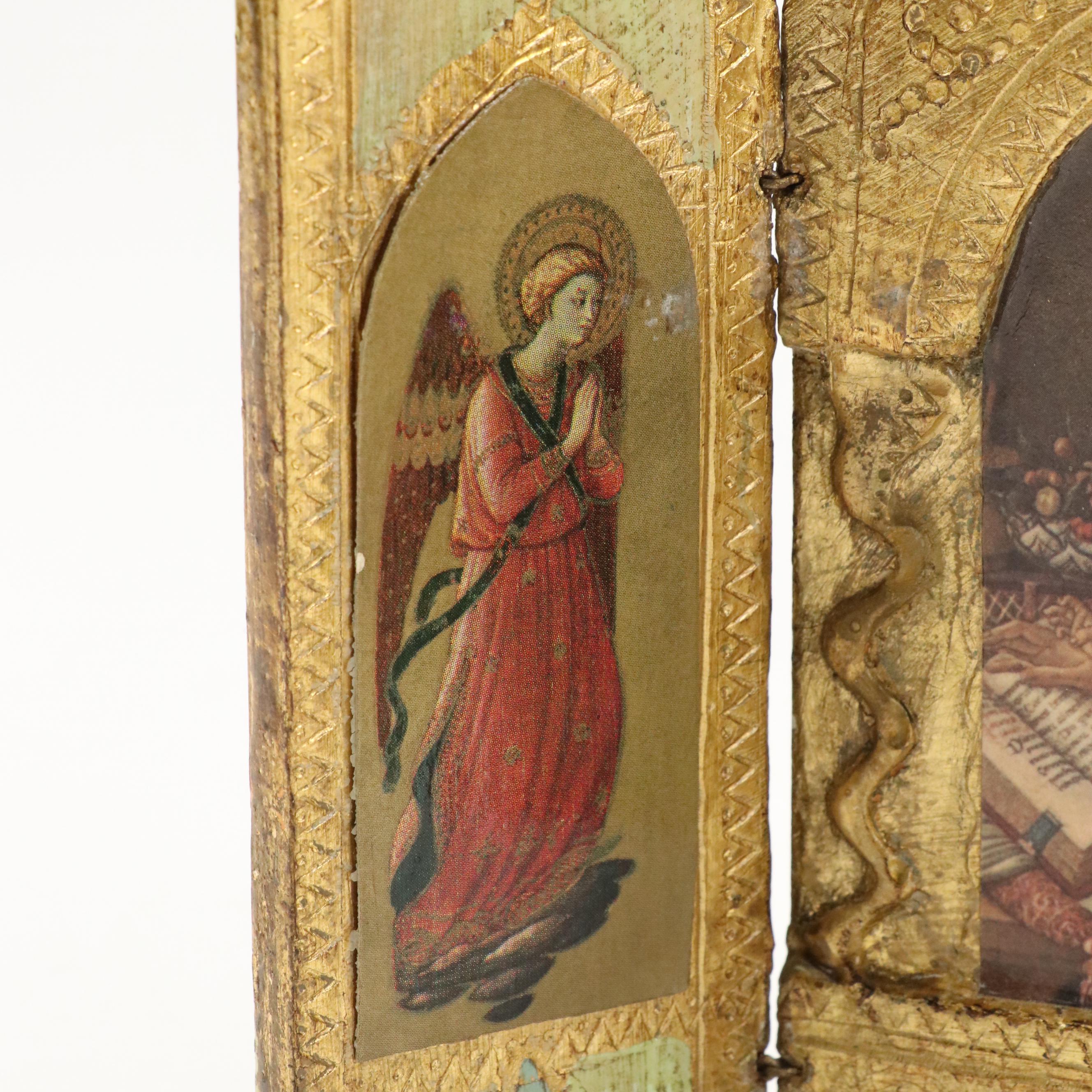 Florentine Wooden Triptych of Madonna and Child