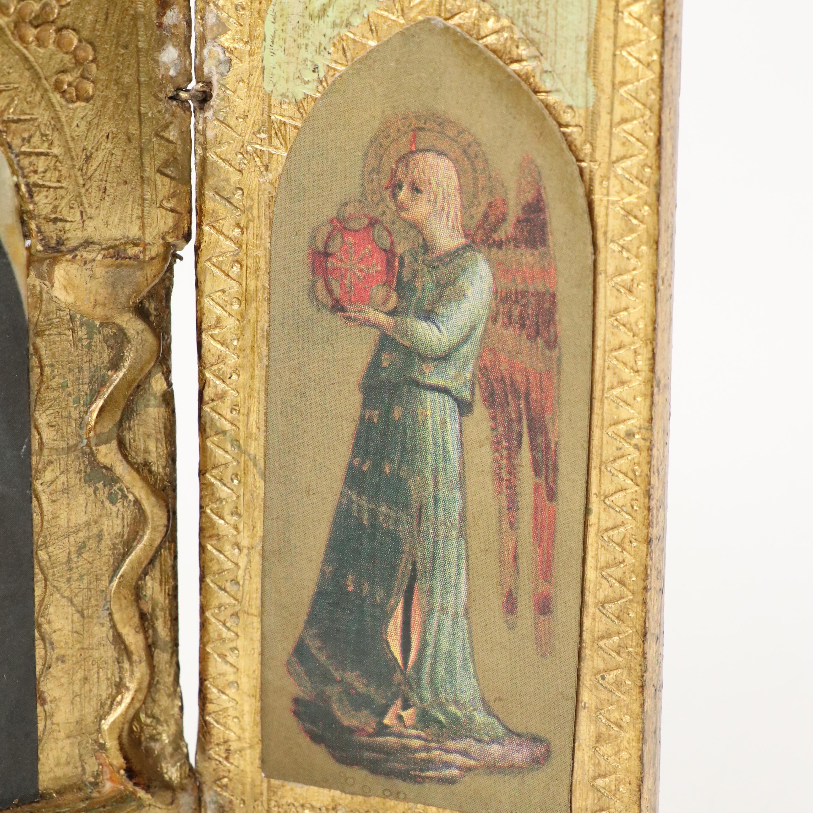Florentine Wooden Triptych of Madonna and Child
