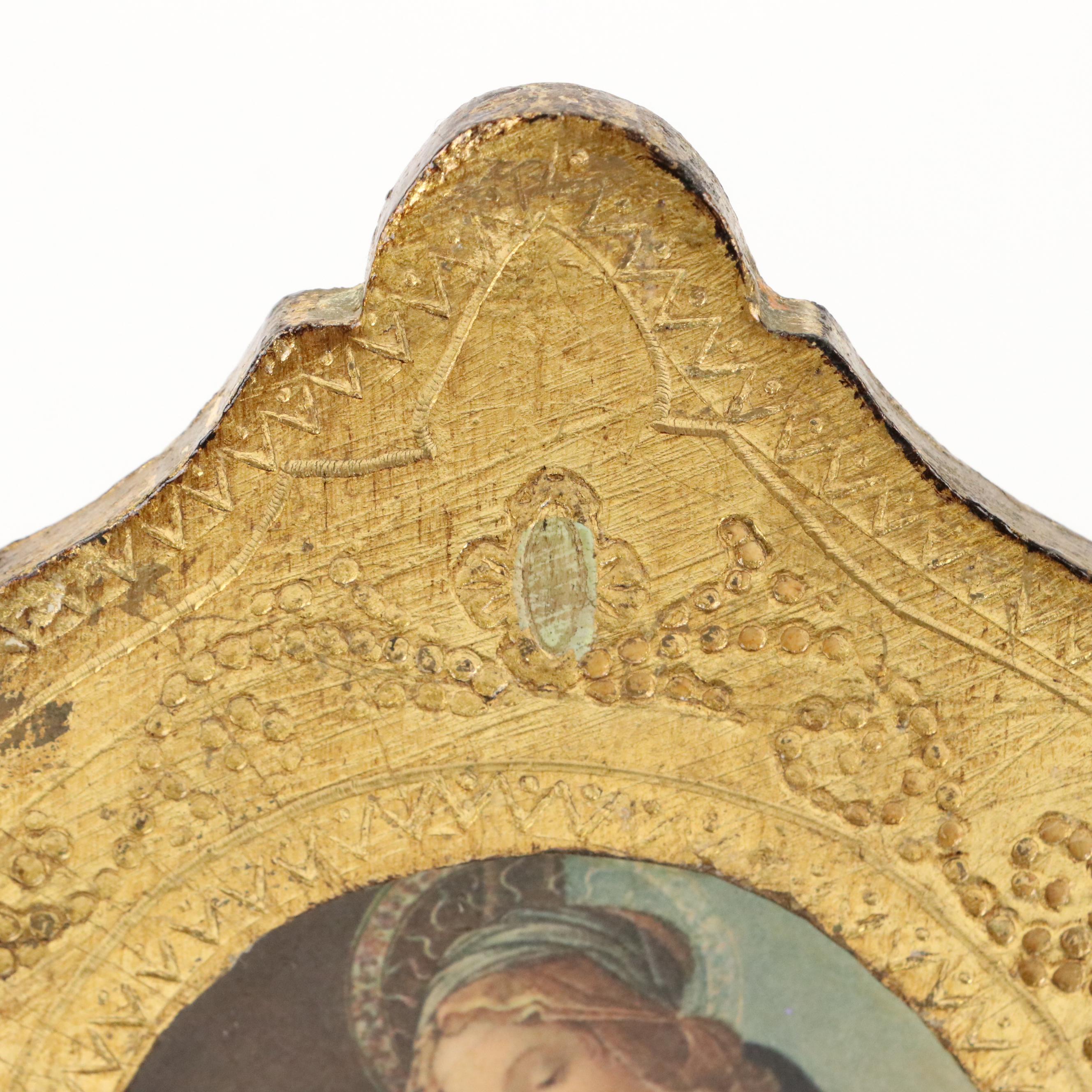 Florentine Wooden Triptych of Madonna and Child