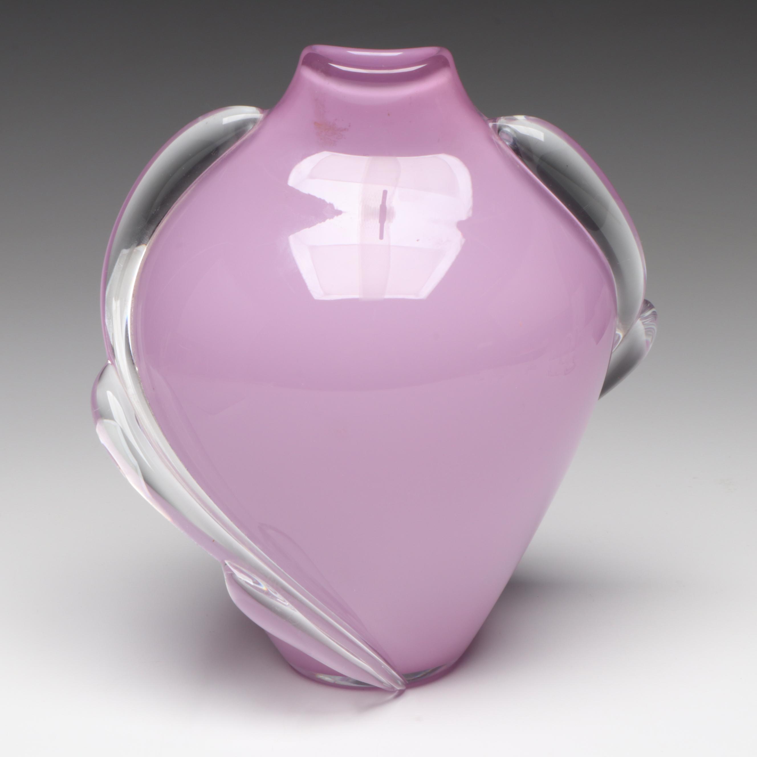 Thomas Buechner III for Vitrix Hot Glass Studio Lilac Blown Art Glass Vase, 1984