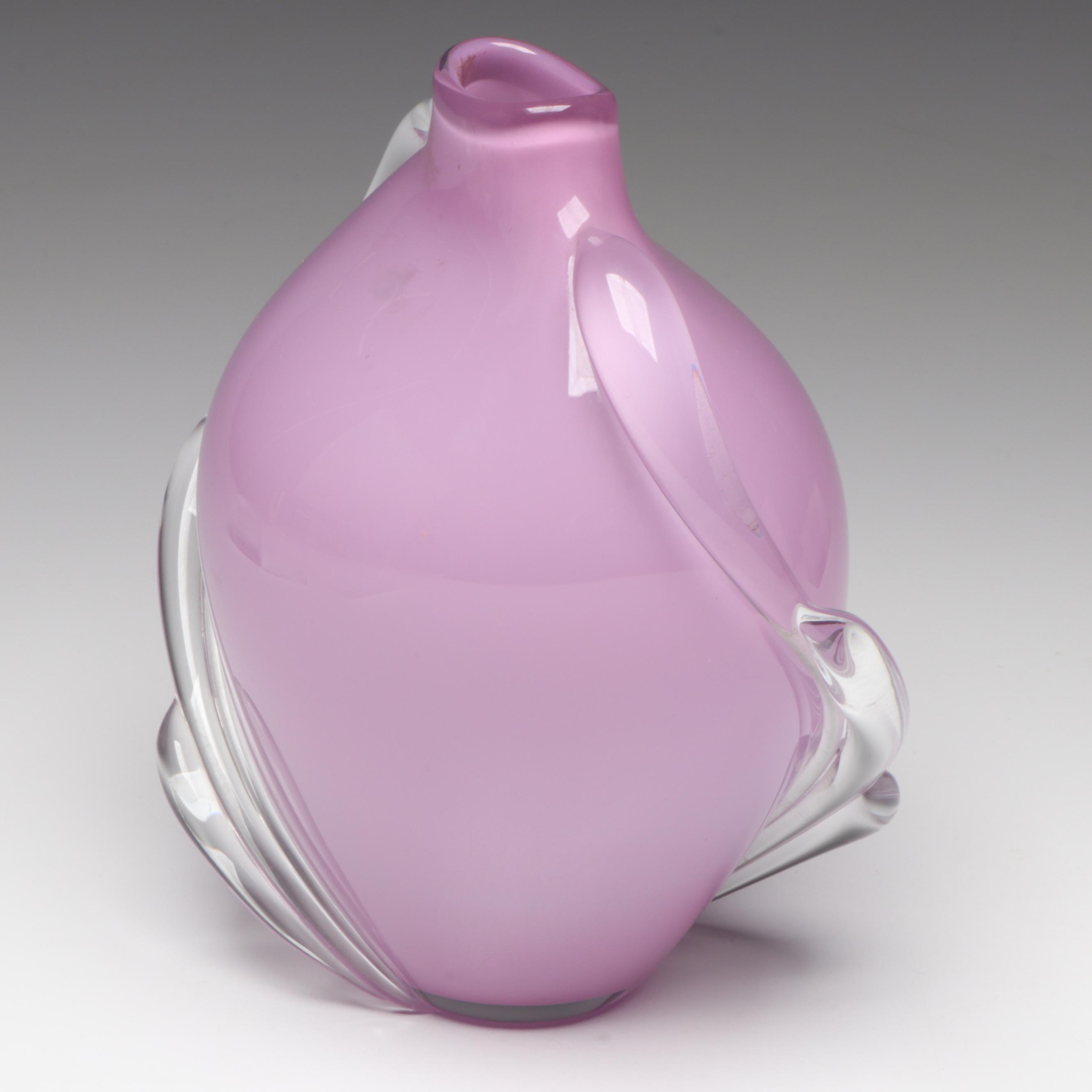 Thomas Buechner III for Vitrix Hot Glass Studio Lilac Blown Art Glass Vase, 1984