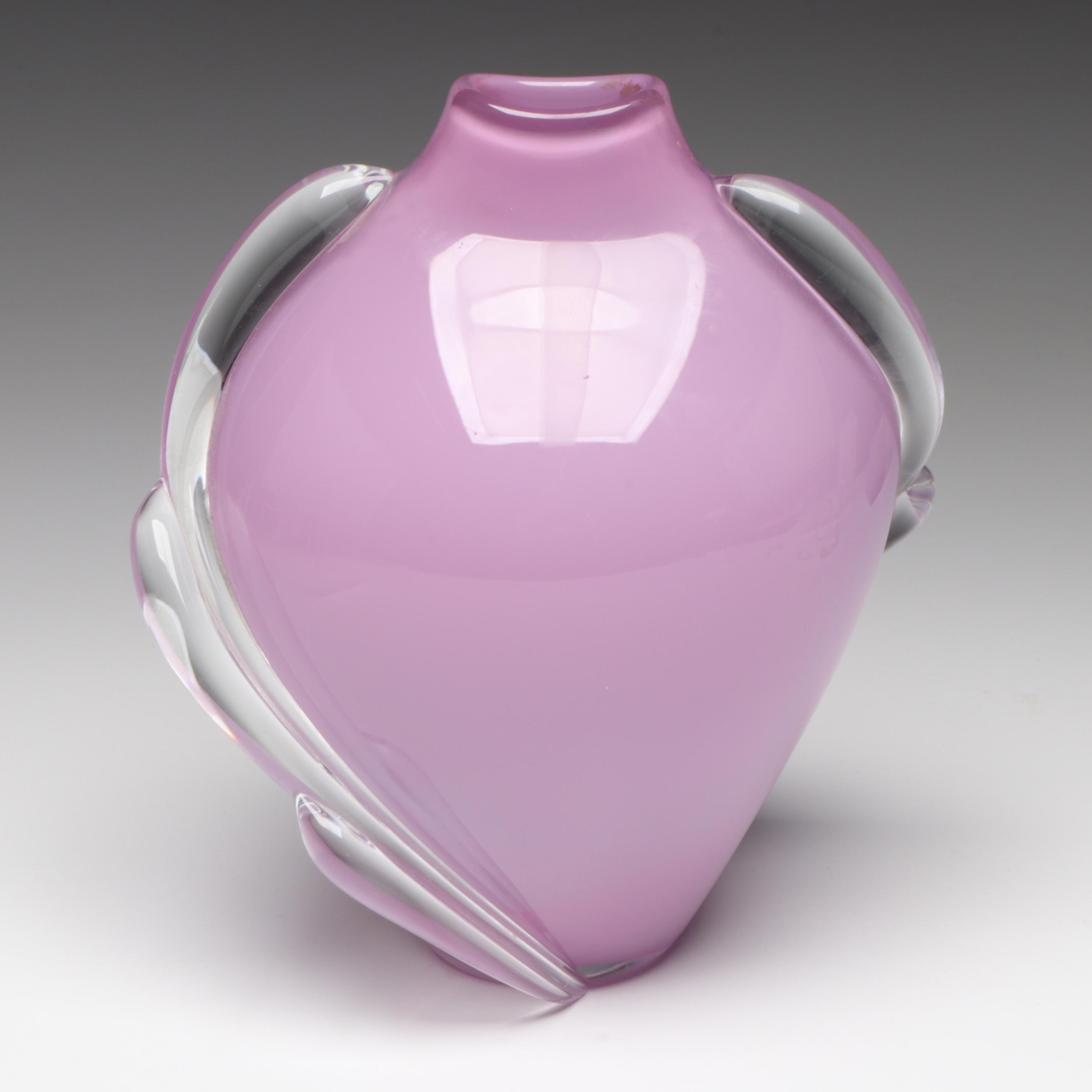 Thomas Buechner III for Vitrix Hot Glass Studio Lilac Blown Art Glass Vase, 1984