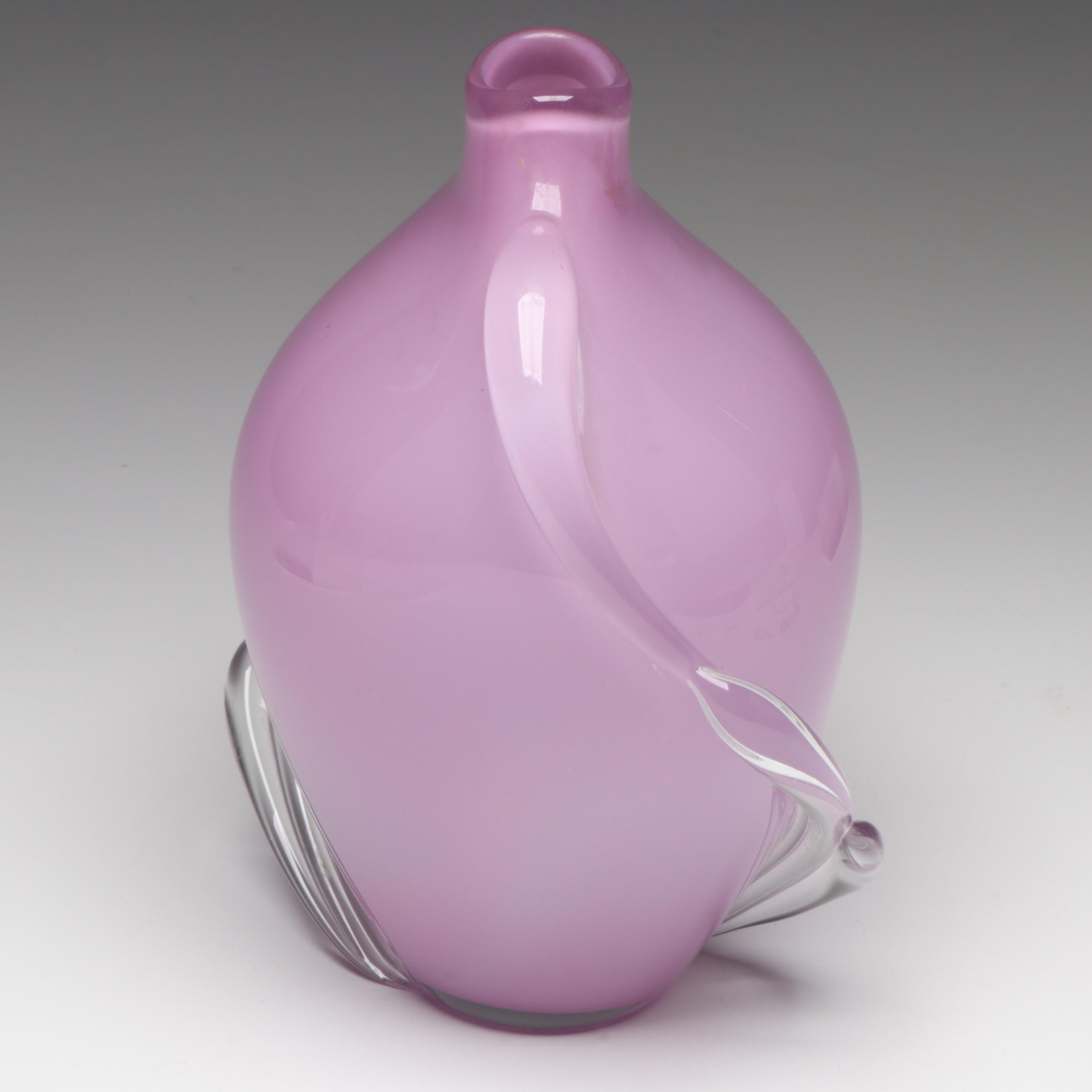 Thomas Buechner III for Vitrix Hot Glass Studio Lilac Blown Art Glass Vase, 1984