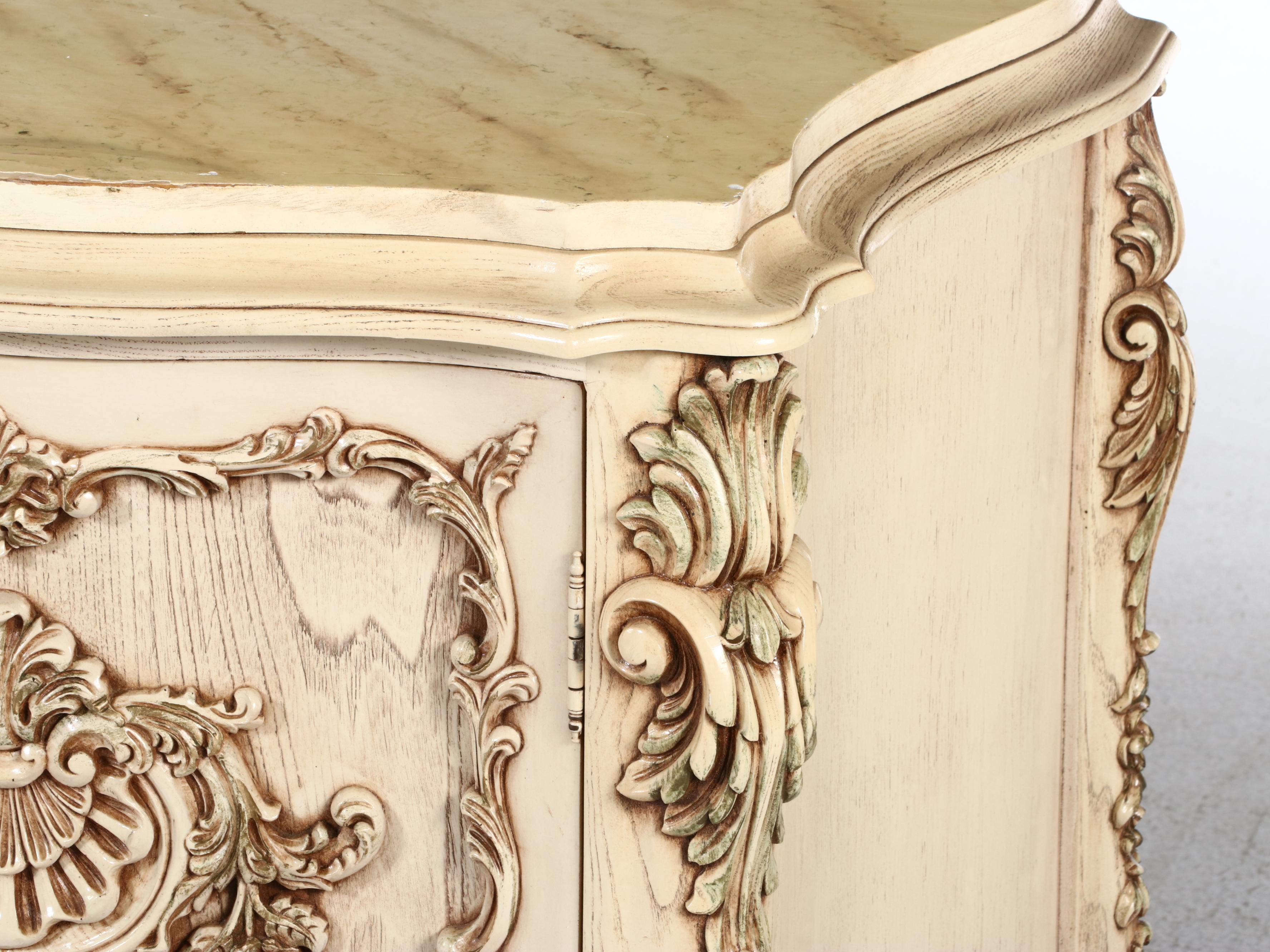 Pair of Rococo Style Wooden Bedside Cabinets, Mid to Late 20th Century