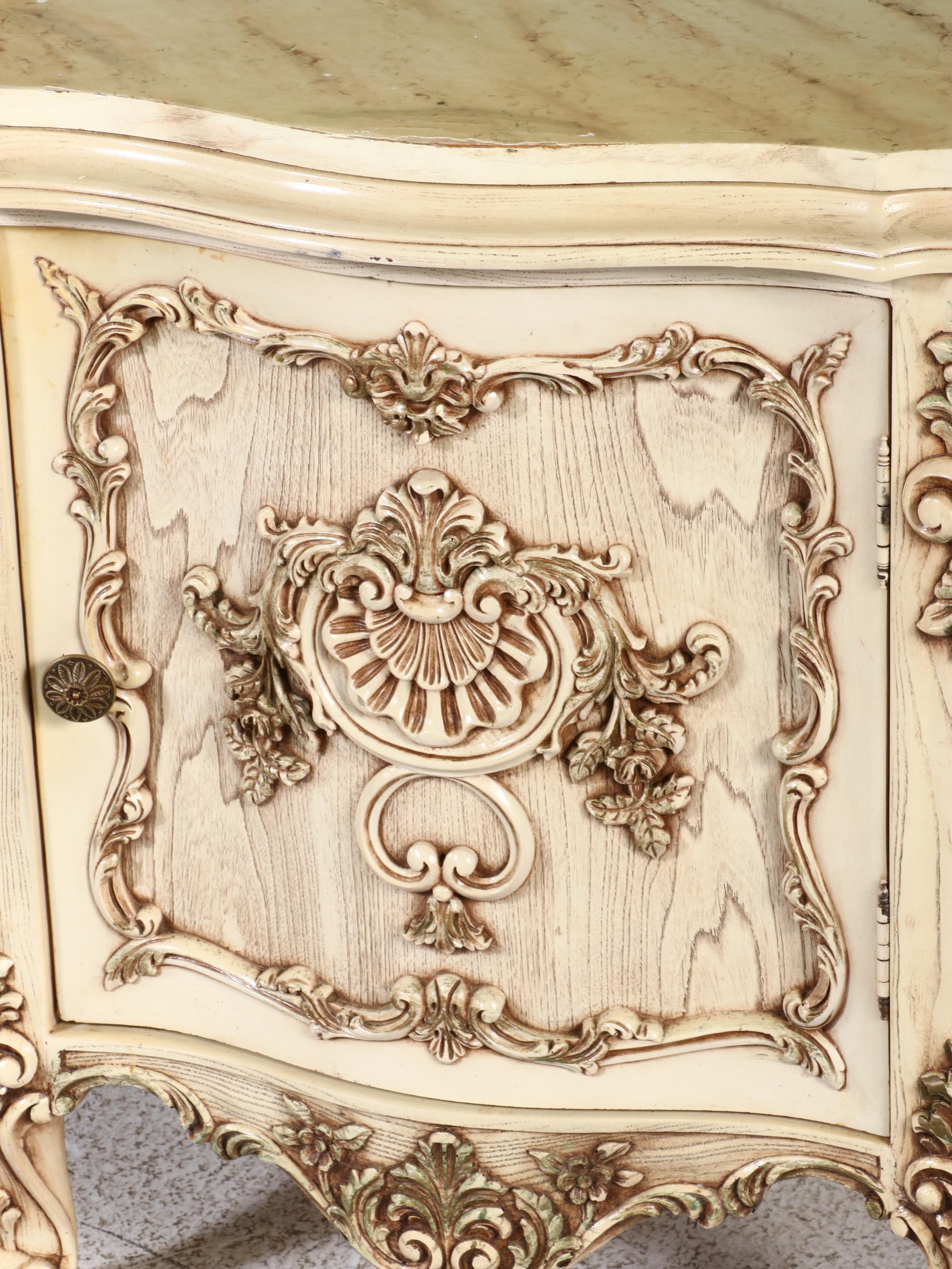 Pair of Rococo Style Wooden Bedside Cabinets, Mid to Late 20th Century