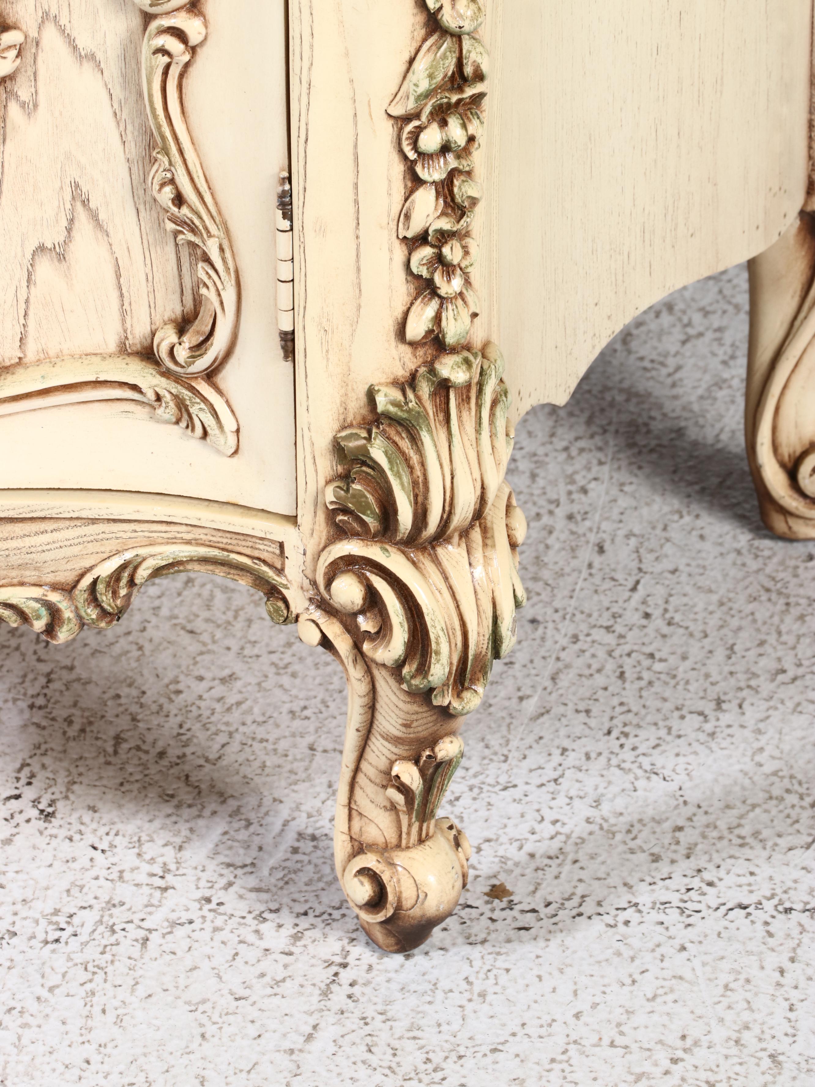Pair of Rococo Style Wooden Bedside Cabinets, Mid to Late 20th Century