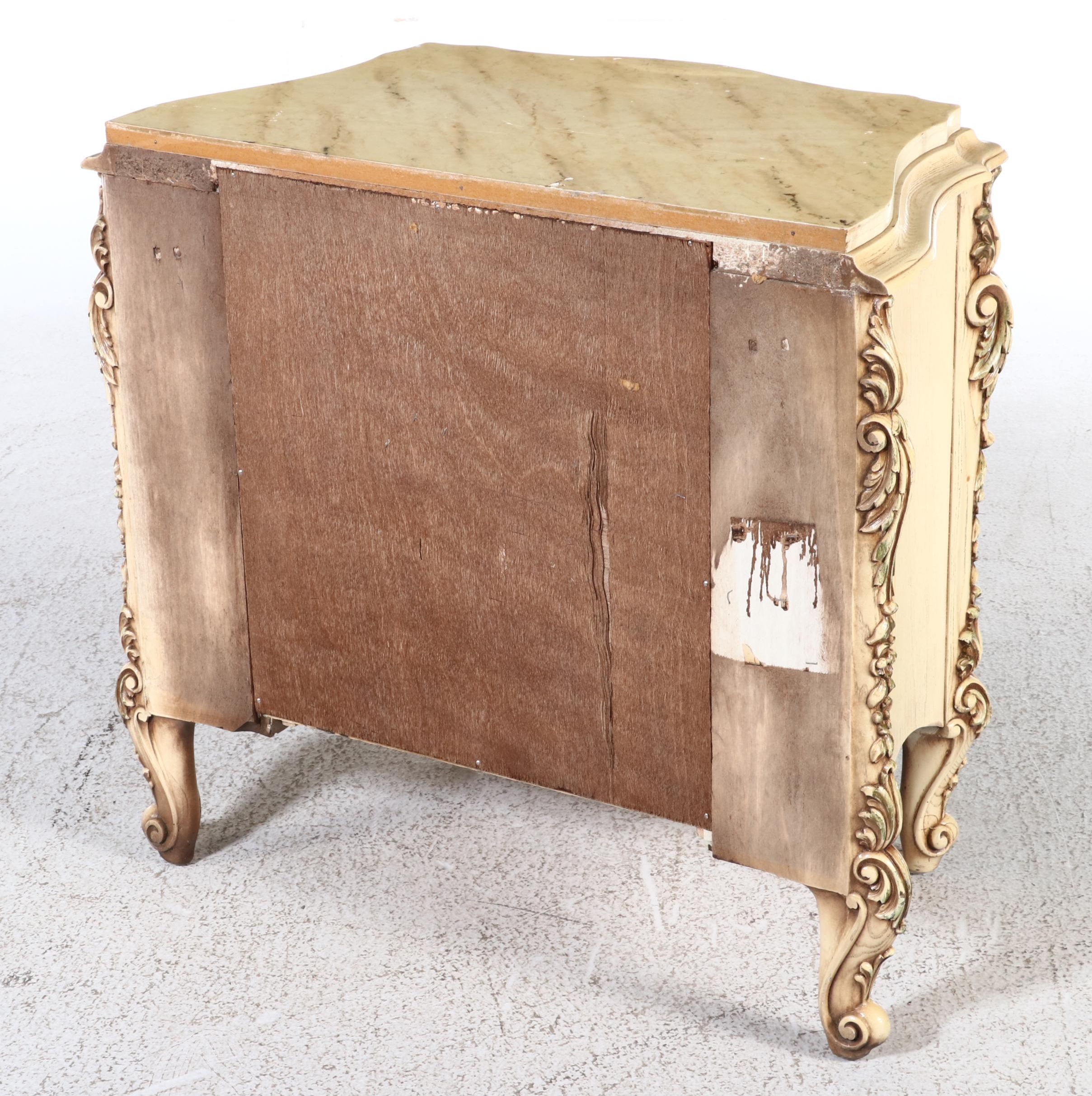 Pair of Rococo Style Wooden Bedside Cabinets, Mid to Late 20th Century