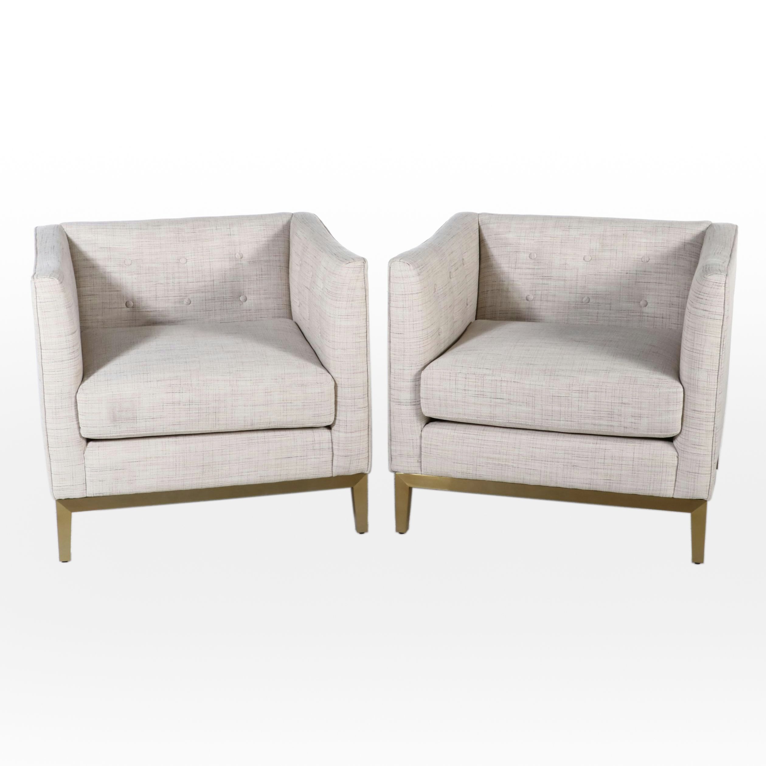Pair of Contemporary Style Upholstered Barrel-Back Chair