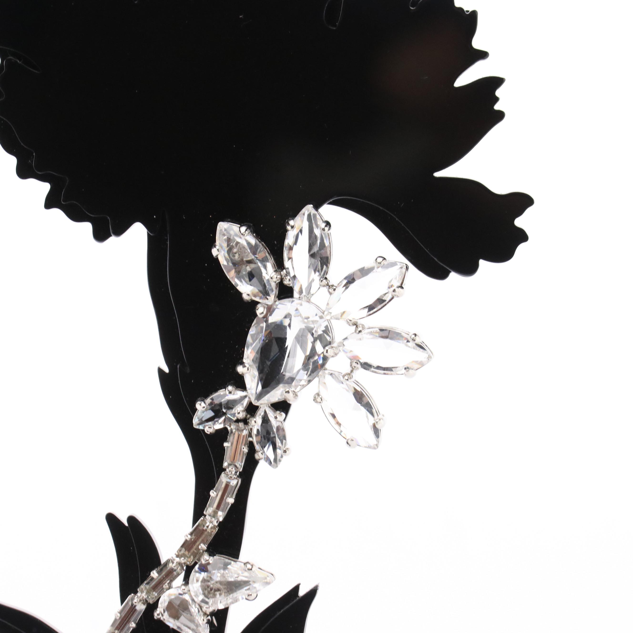 Prada Acrylic/Crystal Strass Oversized Floral Brooch Pin with Box