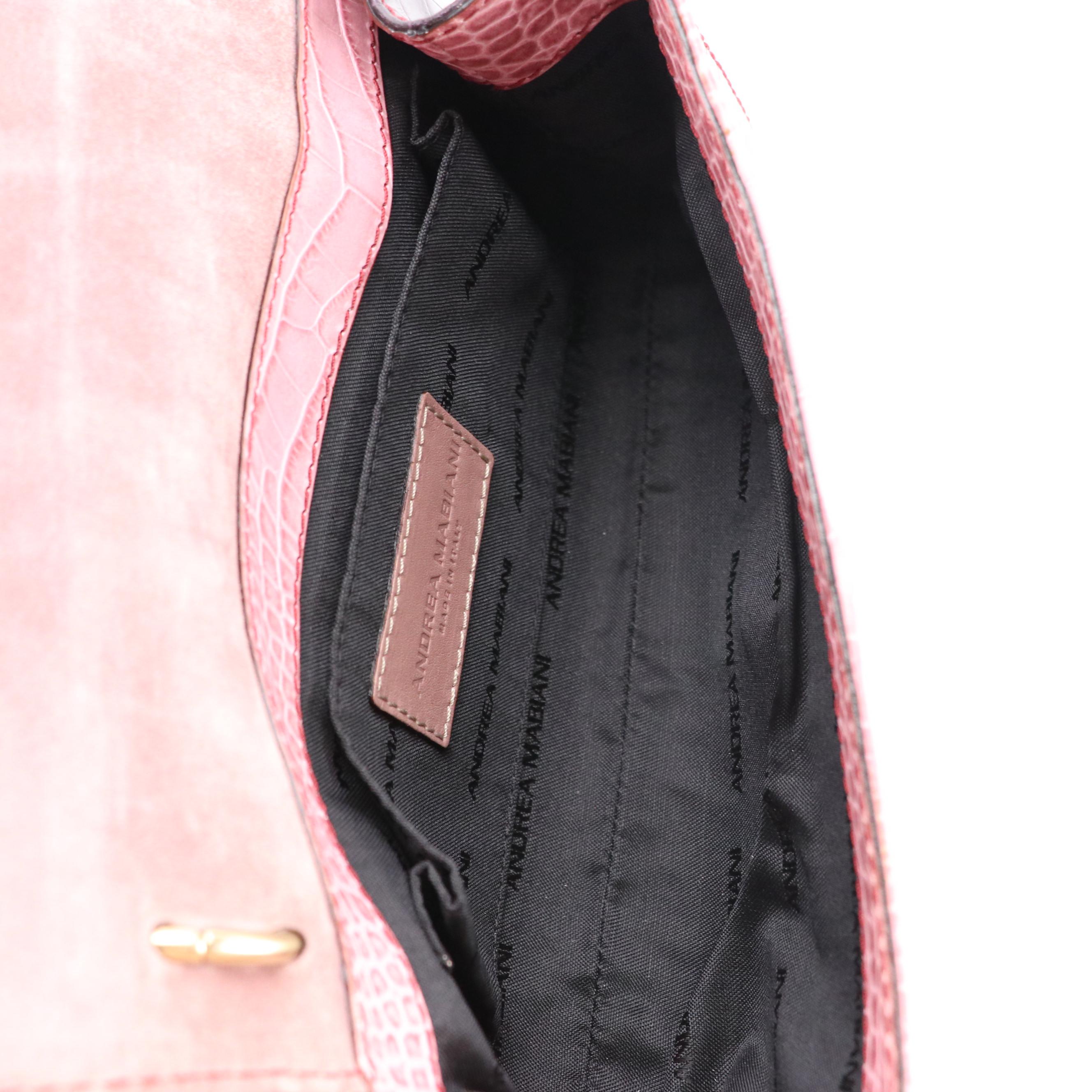 Andrea Mabiani Shoulder Bag in Color Block Embossed Leather with Bee Pin Accent