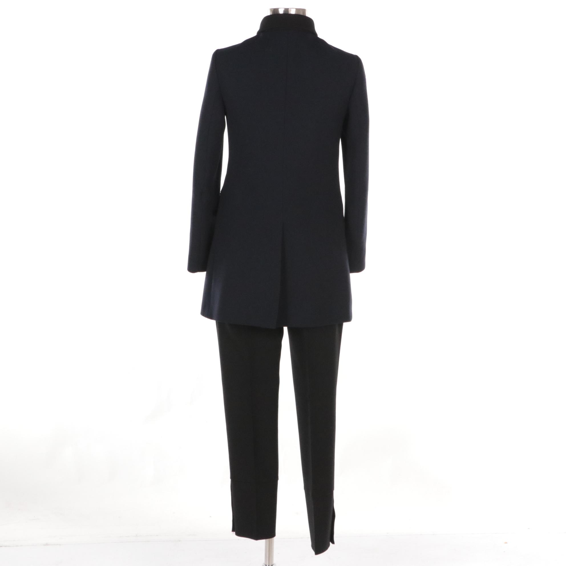 Prada Virgin Wool Button-Front Pantsuit in Navy/Black