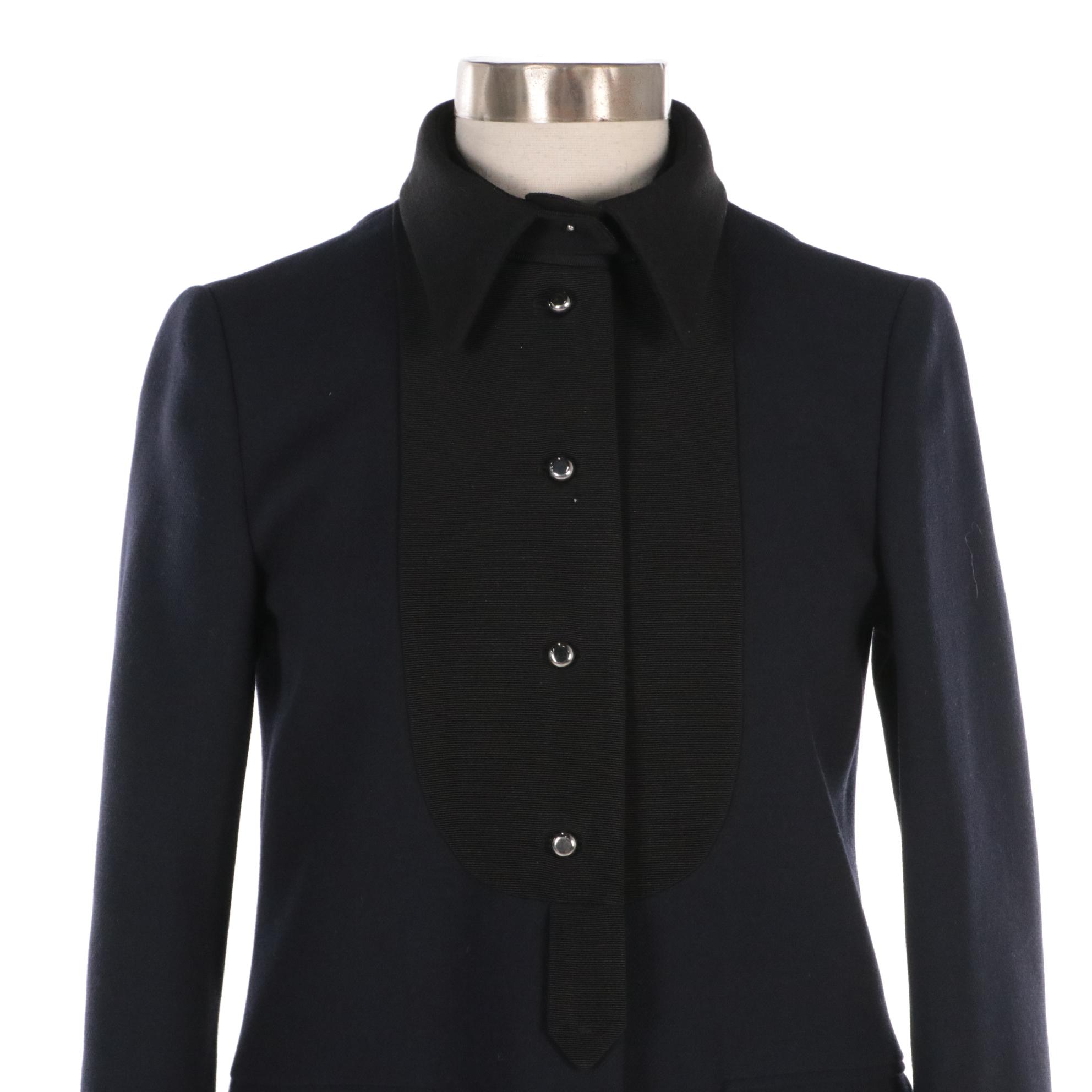 Prada Virgin Wool Button-Front Pantsuit in Navy/Black