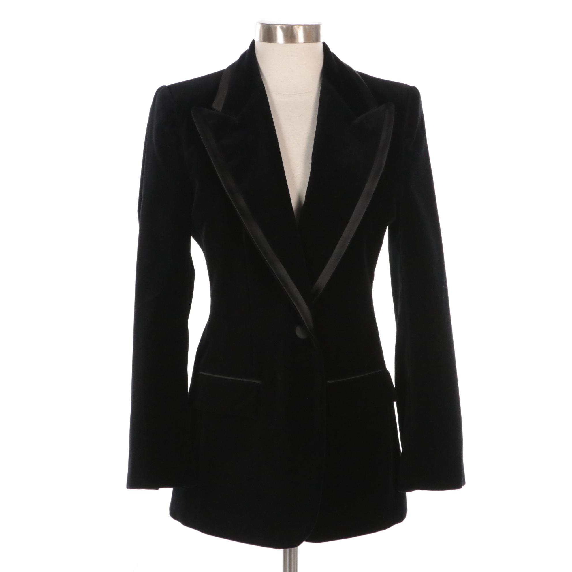 Gucci Black Velvet and Silk Single-Button Tuxedo Jacket