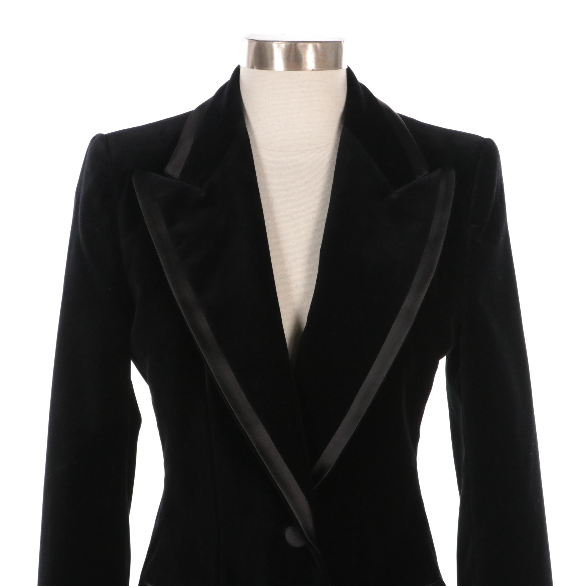 Gucci Black Velvet and Silk Single-Button Tuxedo Jacket