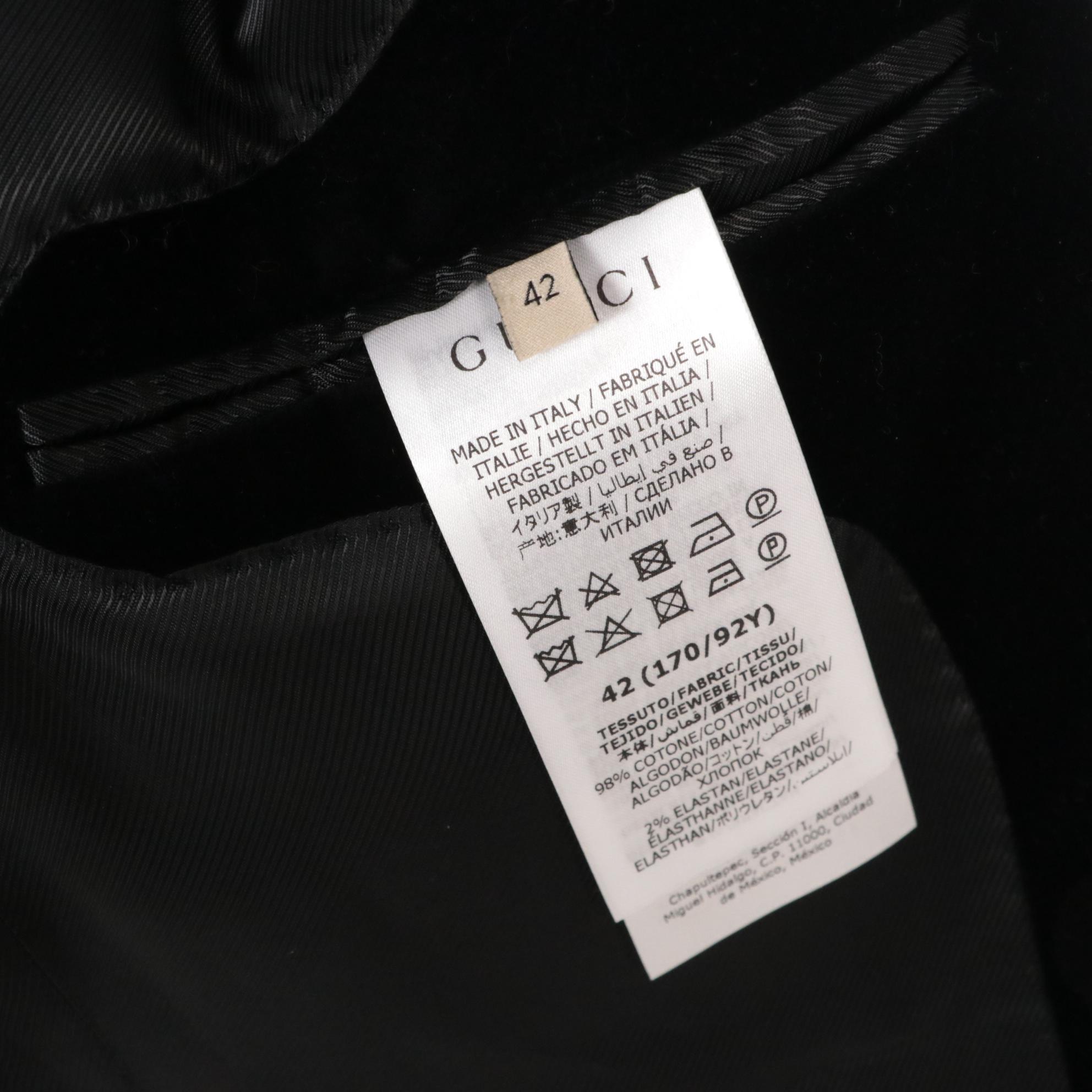 Gucci Black Velvet and Silk Single-Button Tuxedo Jacket