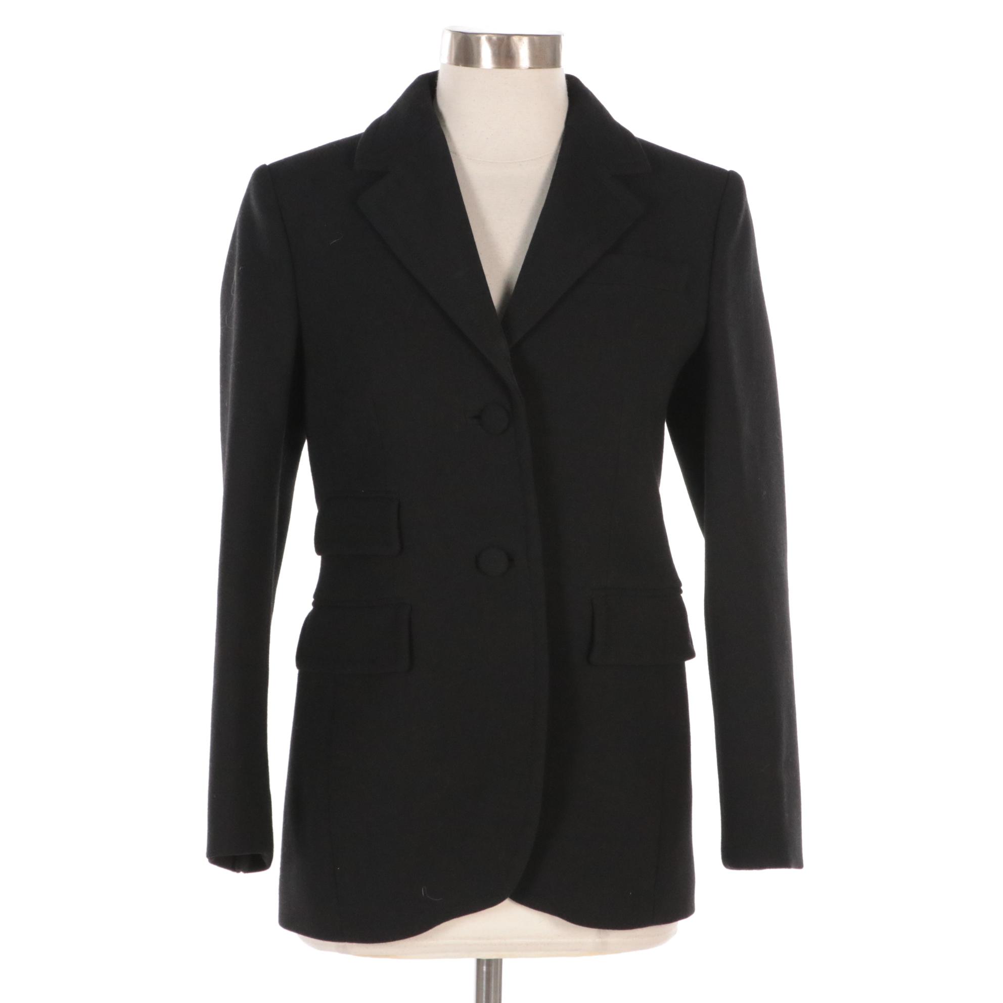 Prada Black Virgin Wool Two-Button Blazer