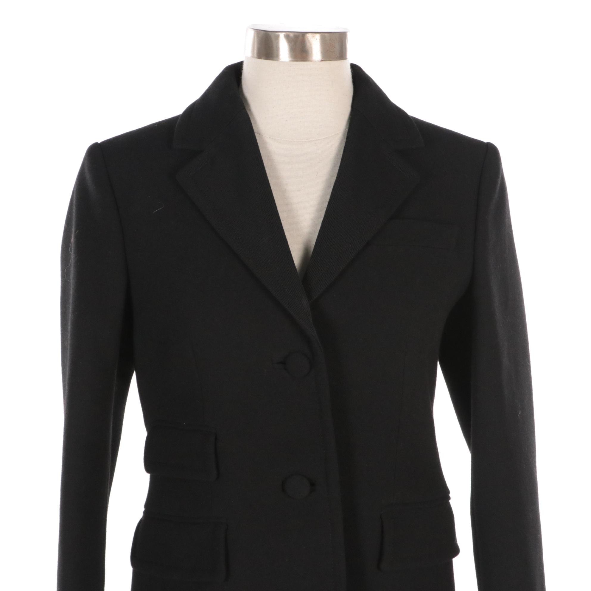 Prada Black Virgin Wool Two-Button Blazer