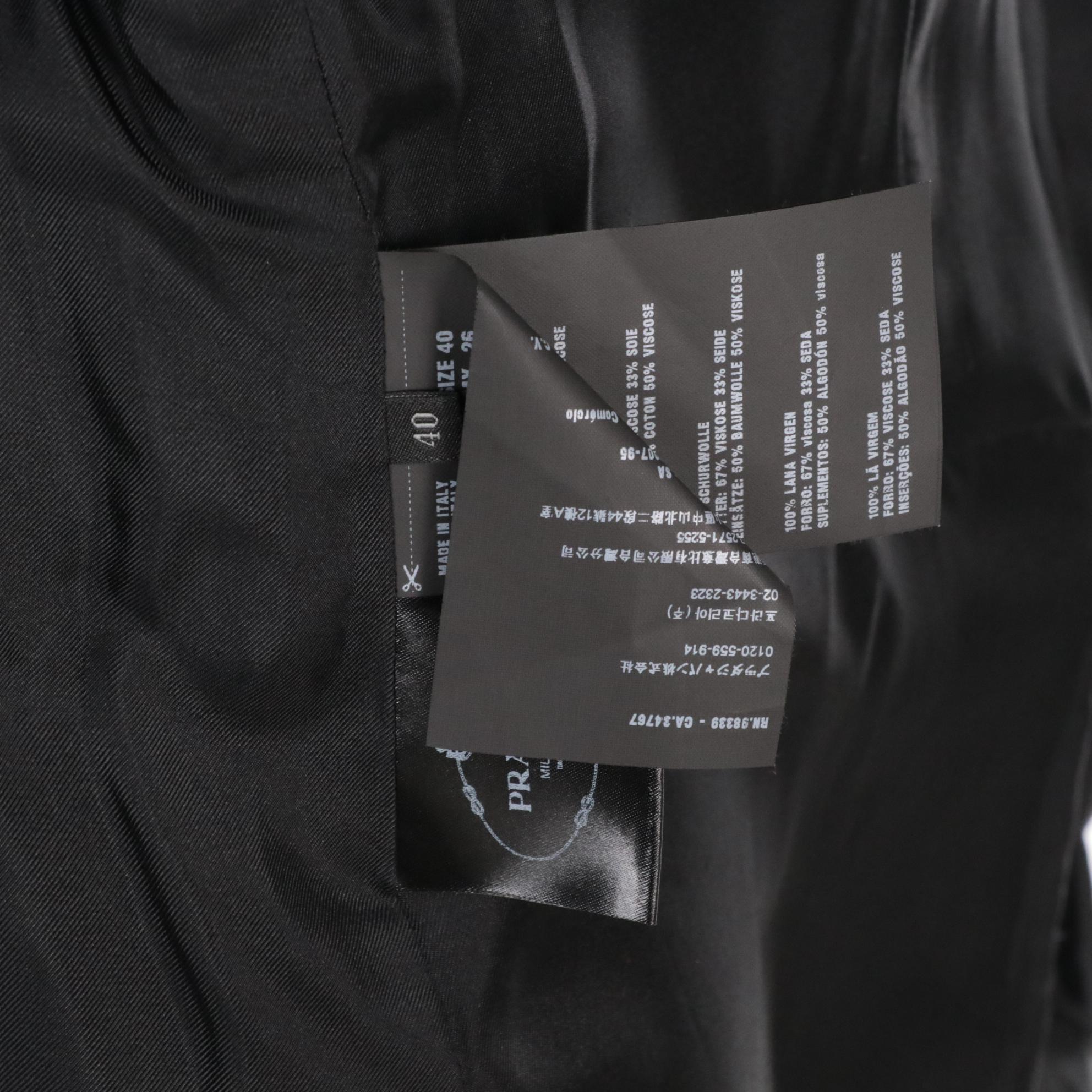 Prada Black Virgin Wool Two-Button Blazer