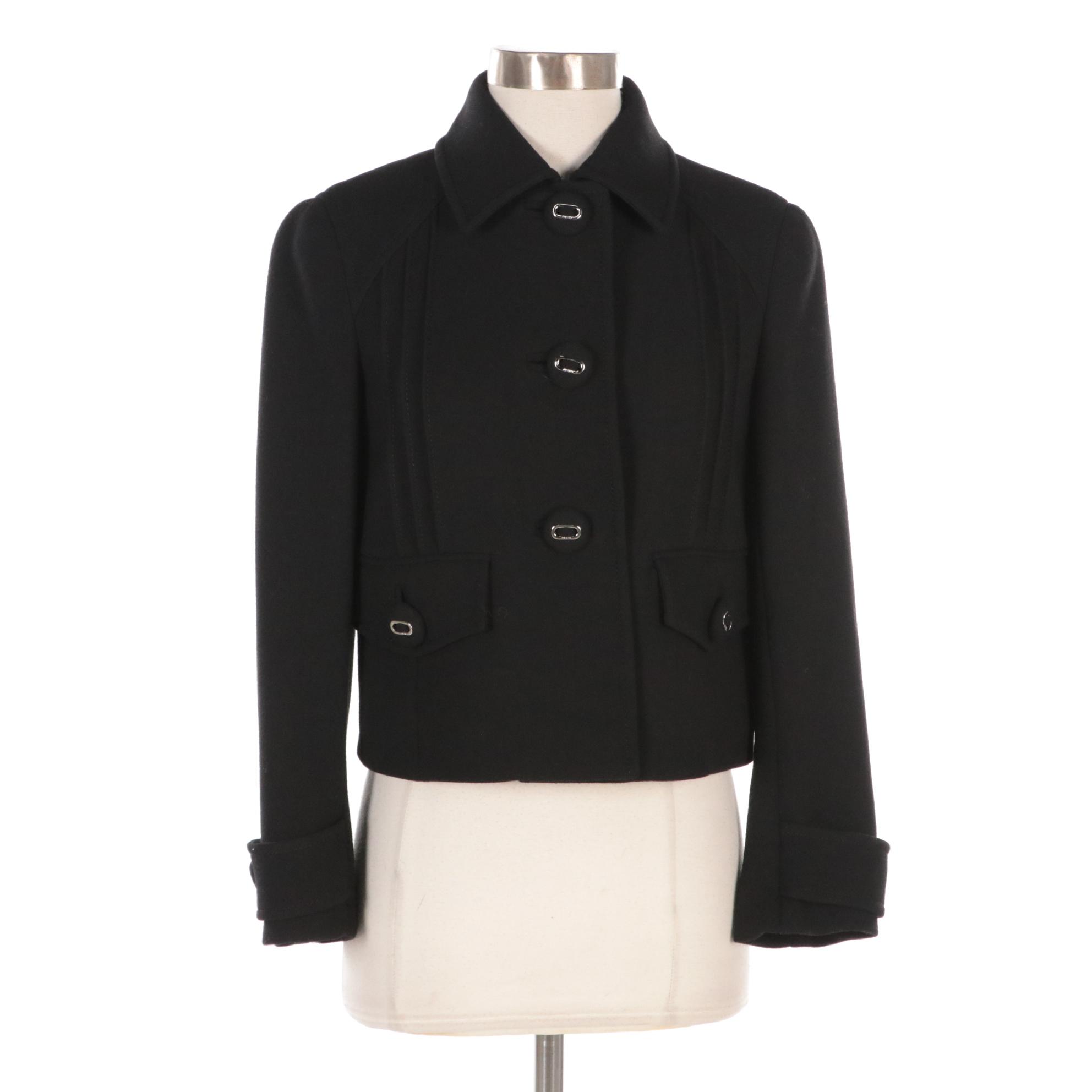 Prada Black Virgin Wool Button-Front Jacket