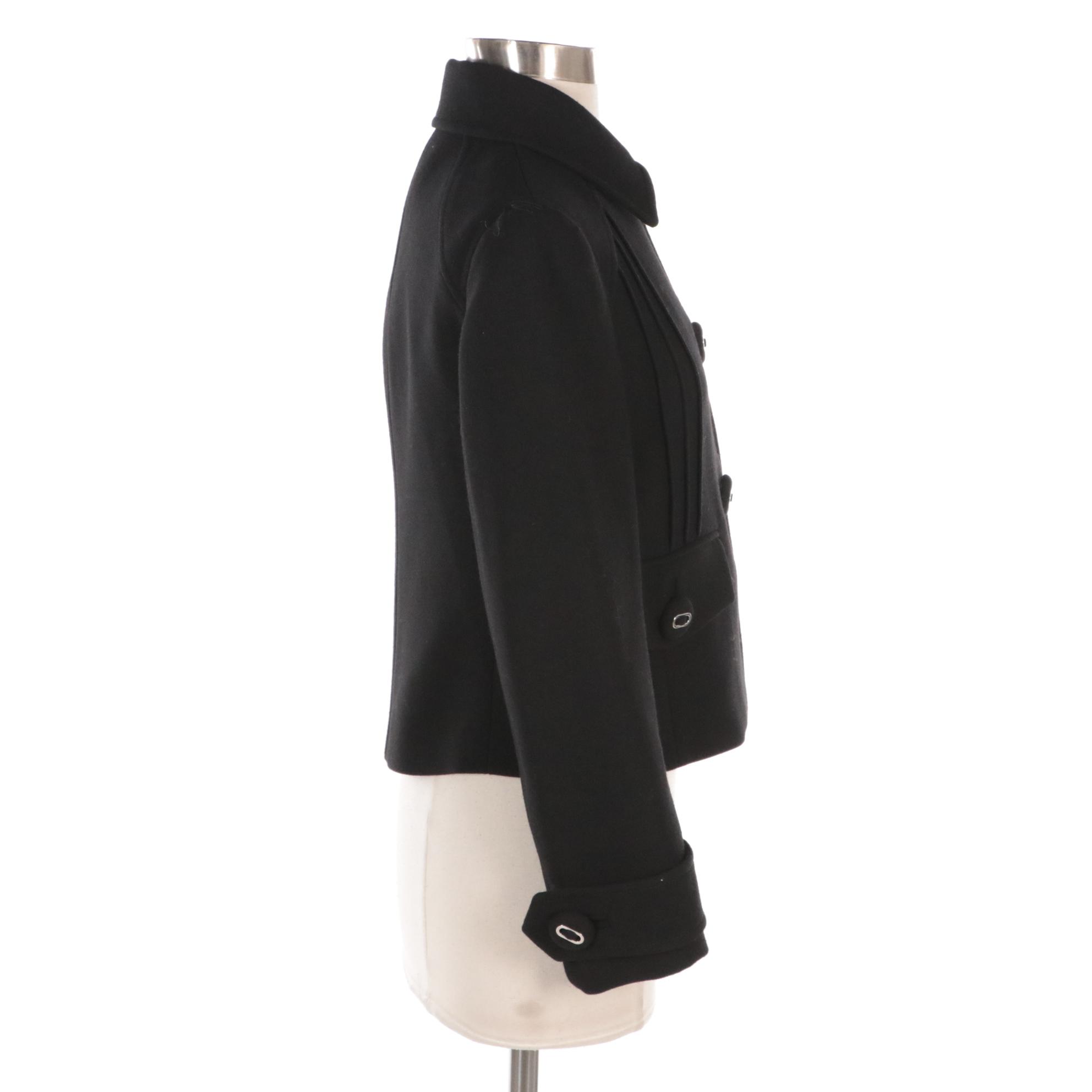 Prada Black Virgin Wool Button-Front Jacket
