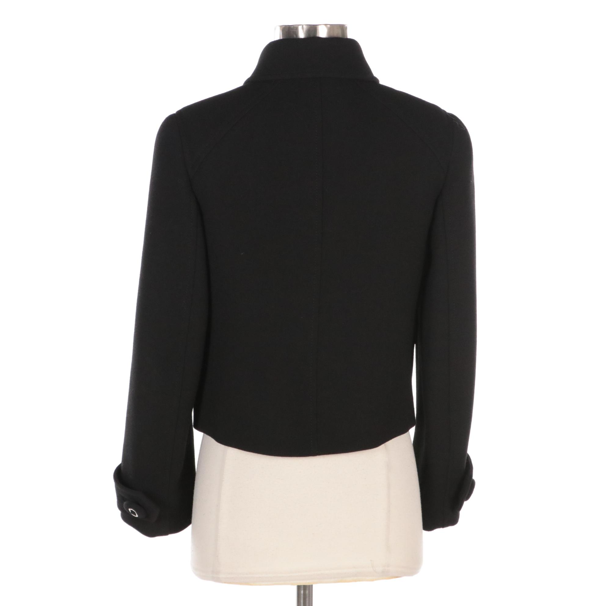 Prada Black Virgin Wool Button-Front Jacket
