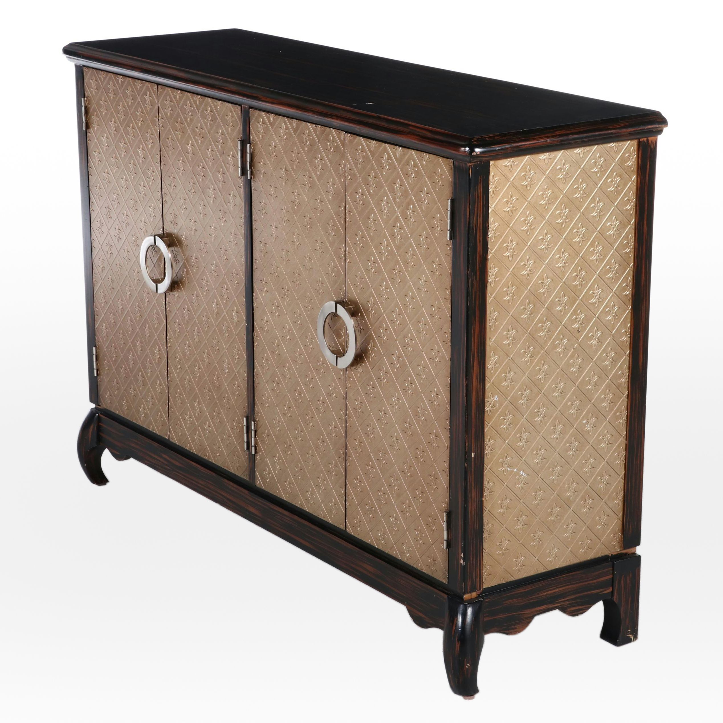 Top Art Furniture Chinese Style Faux-Grained and Gilt-Decorated Console Cabinet