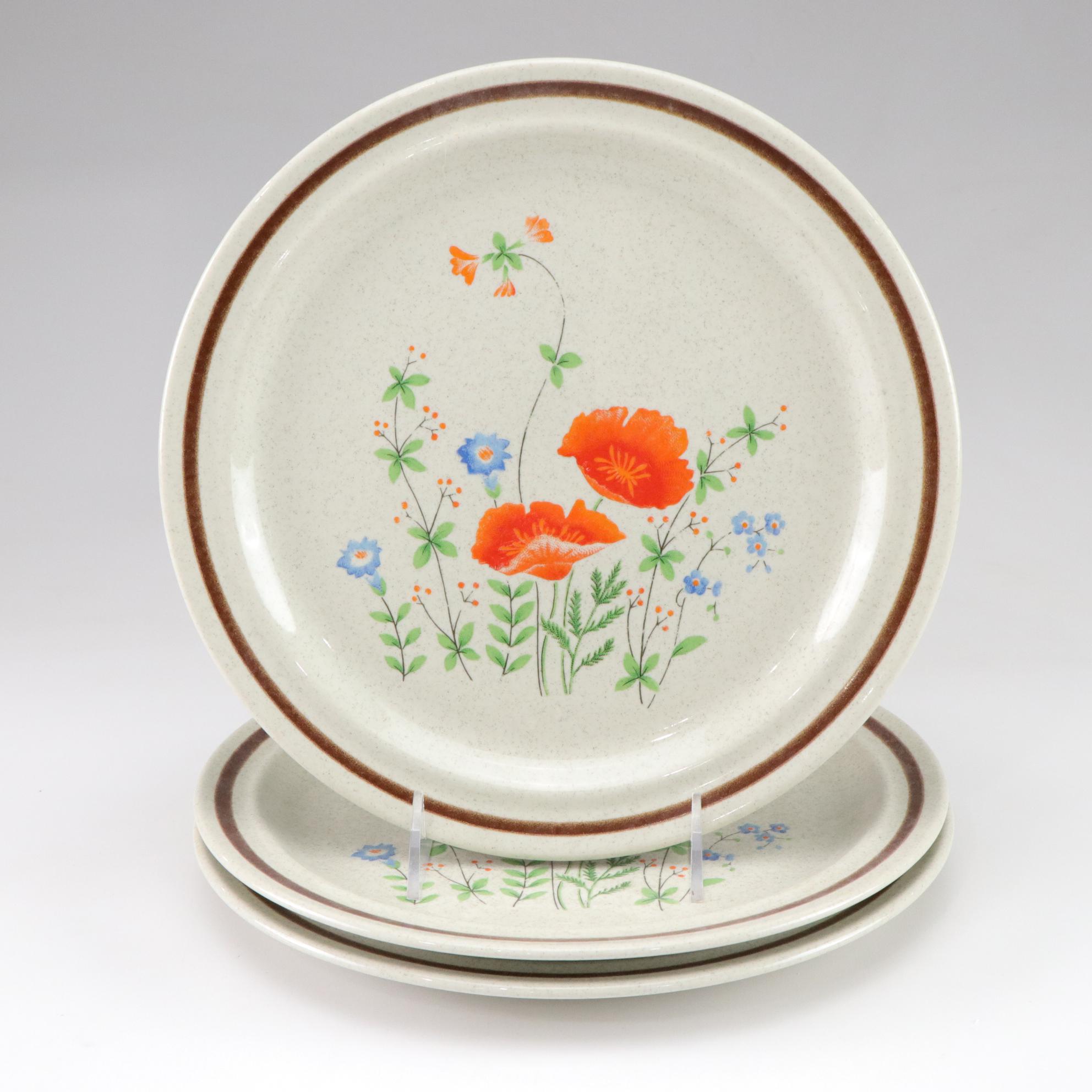 Haniwa Stone "Maywood" Plates, Mini Pitcher & Bowl with Pyrex Casserole Dish